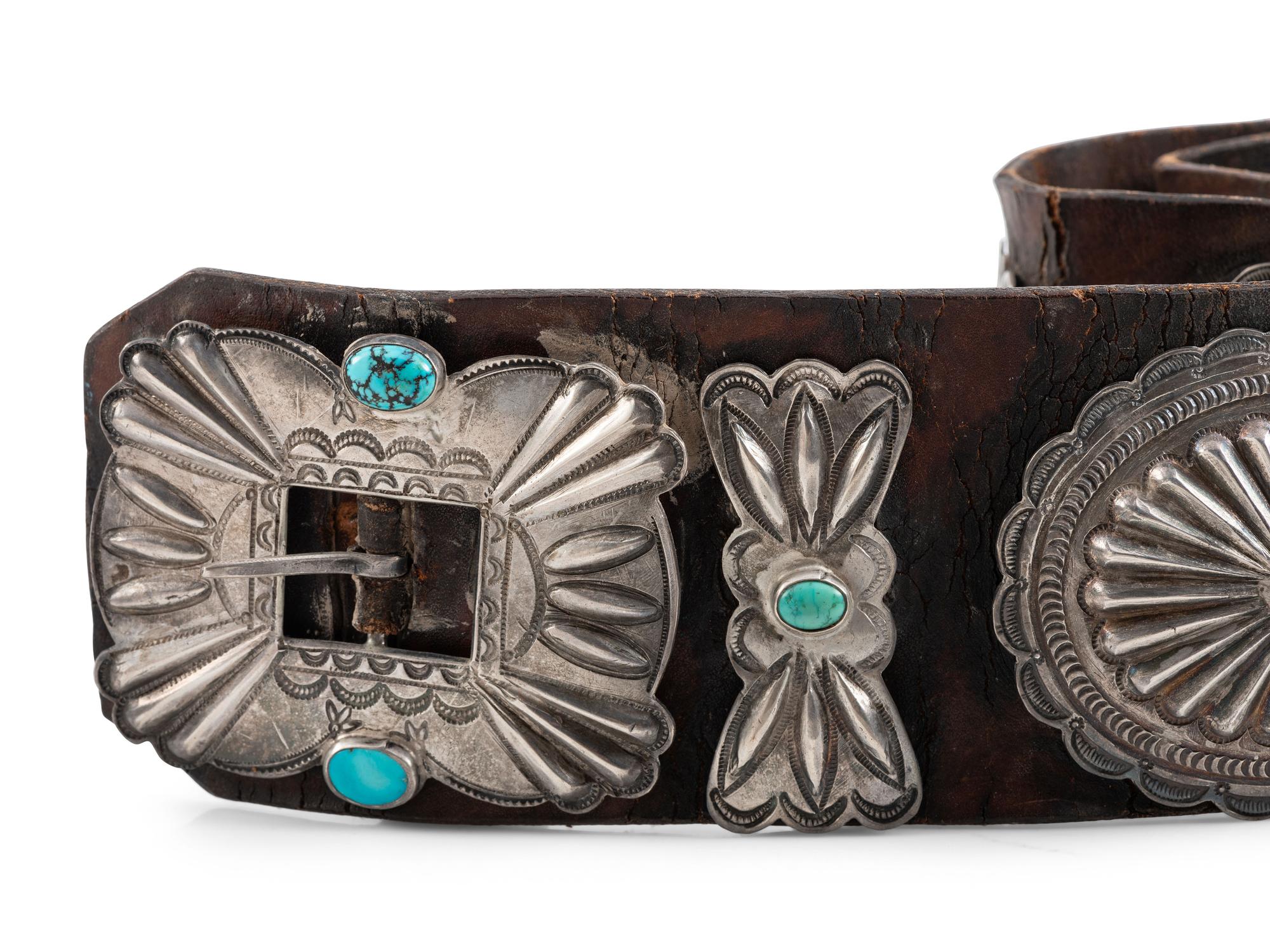 Navajo Silver and Turquoise Concha Belt