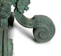 A Green Patinated Bronze Low Table with Glass Top