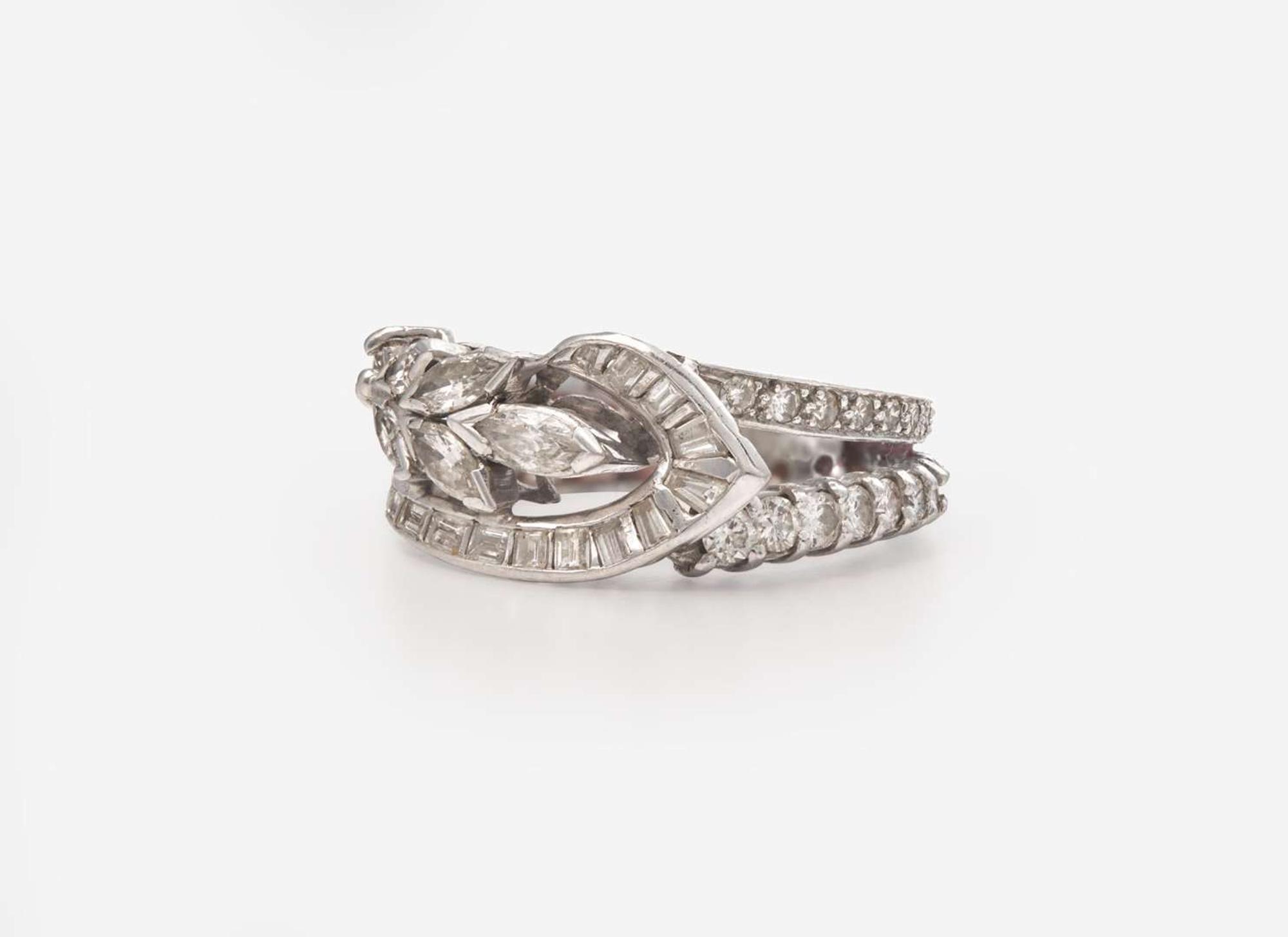A Ladies Platinum and Diamond Ring