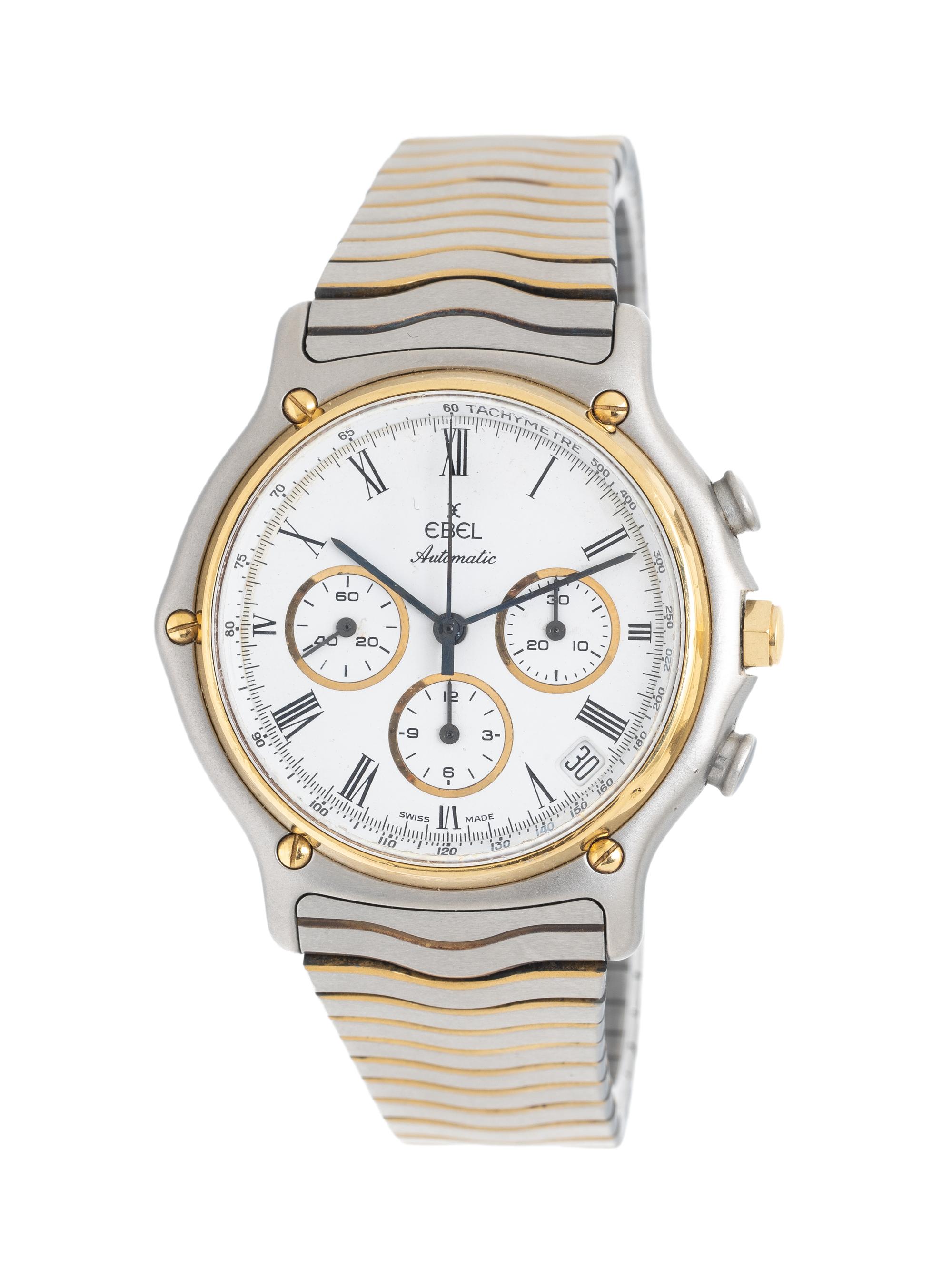 EBEL, REF. 3068 STAINLESS STEEL AND GOLD 'SPORT CLASSIC CHRONOGRAPH' 'MIAMI VICE' WITH 'EL PRIMERO' MOVEMENT AND 'WAVE' BRACELET, BOX & MANUALS