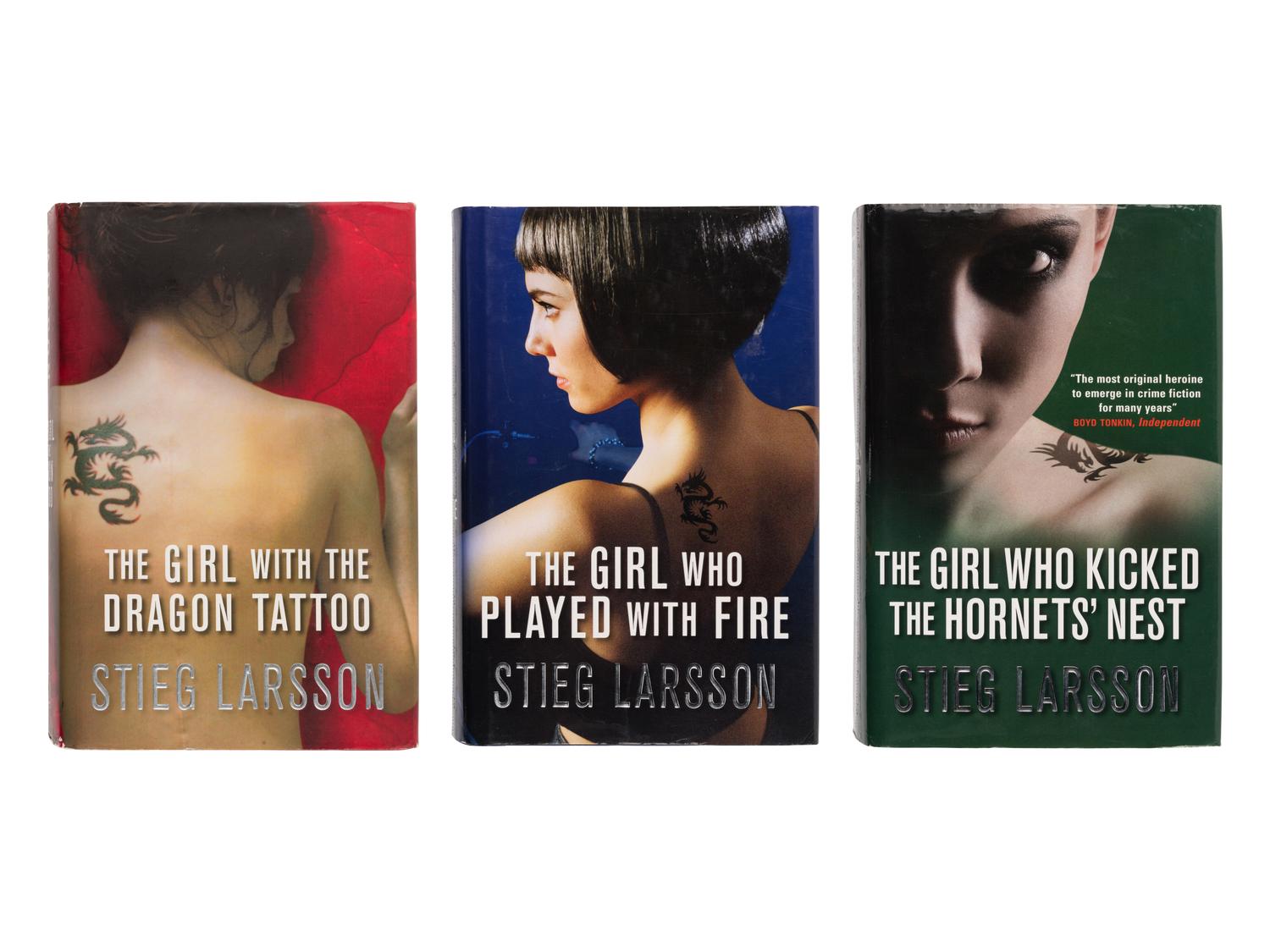 LARSSON, Stieg (1954-2004). [Millennium Trilogy]. The Girl with the Dragon Tattoo . 2008. -- The Girl Who Played with Fire . 2009. -- The Girl Who Kicked the Hornets Nest . 2009. All London: Maclehose Press.