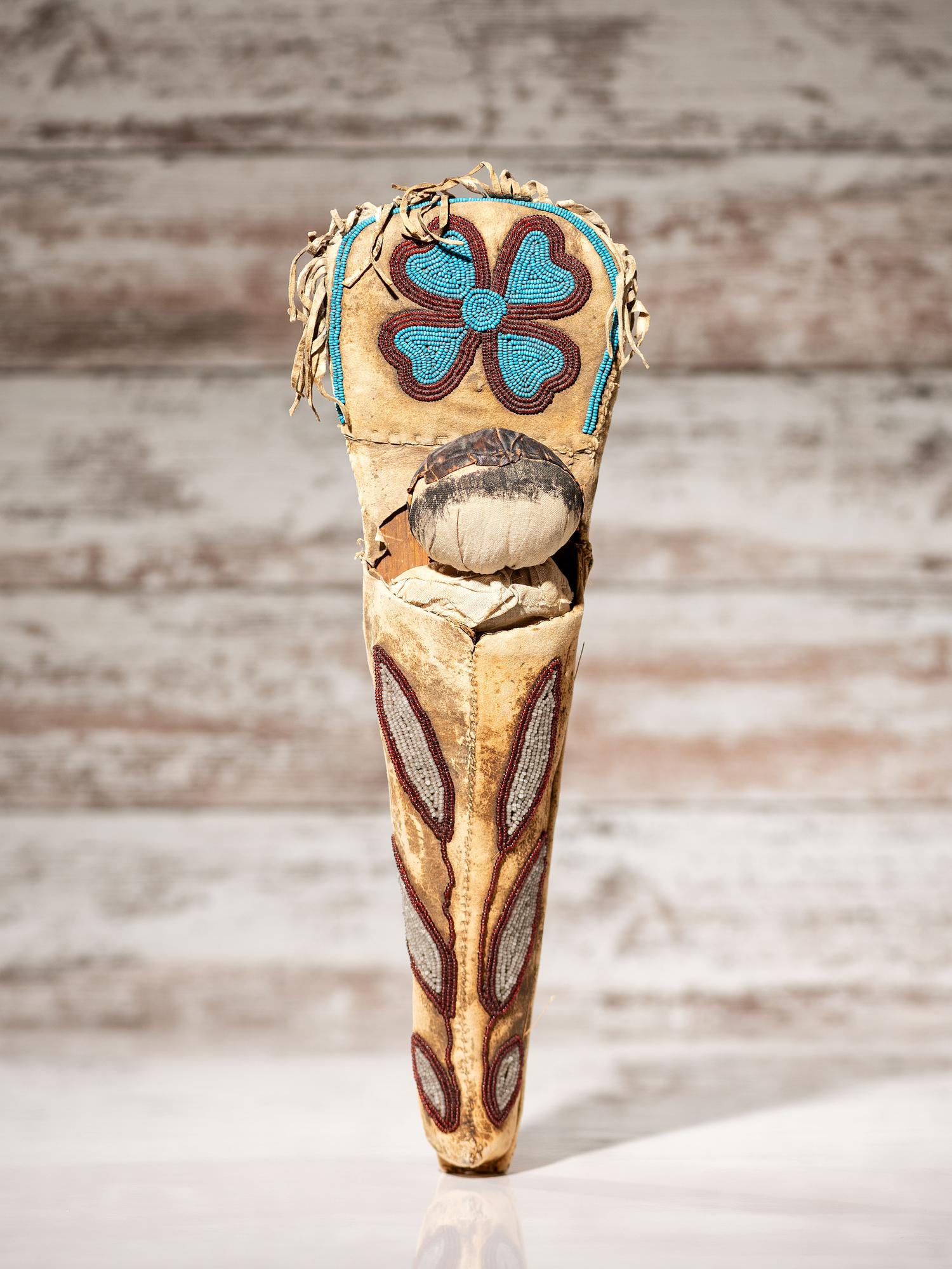 Umatilla Beaded Hide Doll Cradle