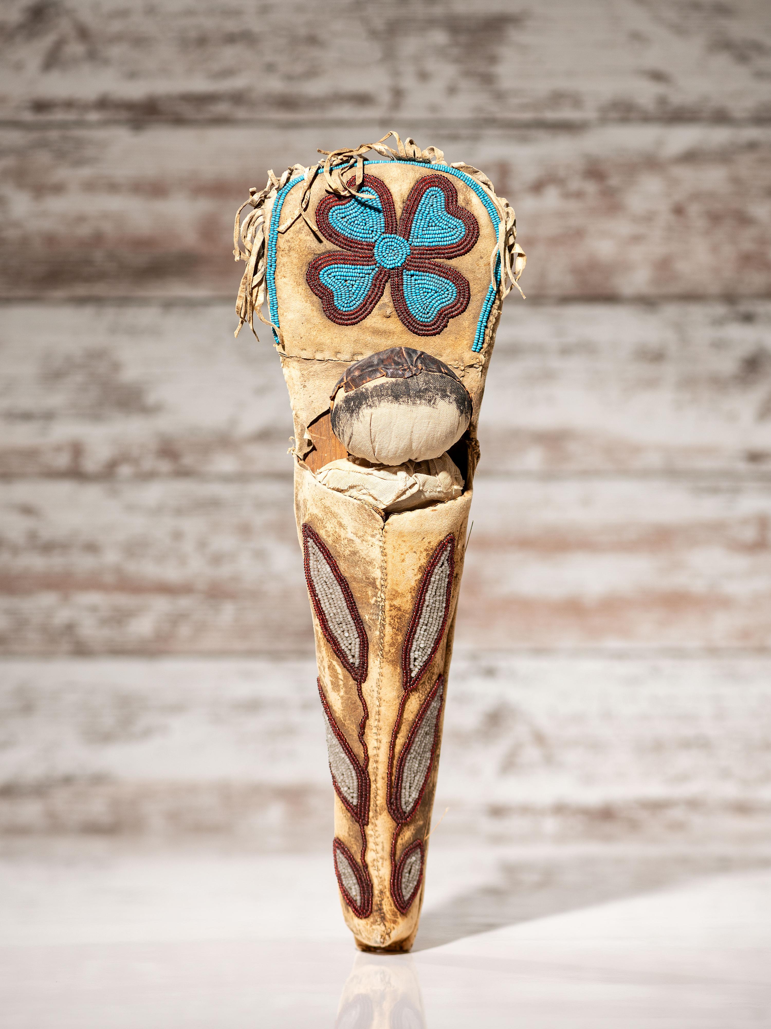 Umatilla Beaded Hide Doll Cradle