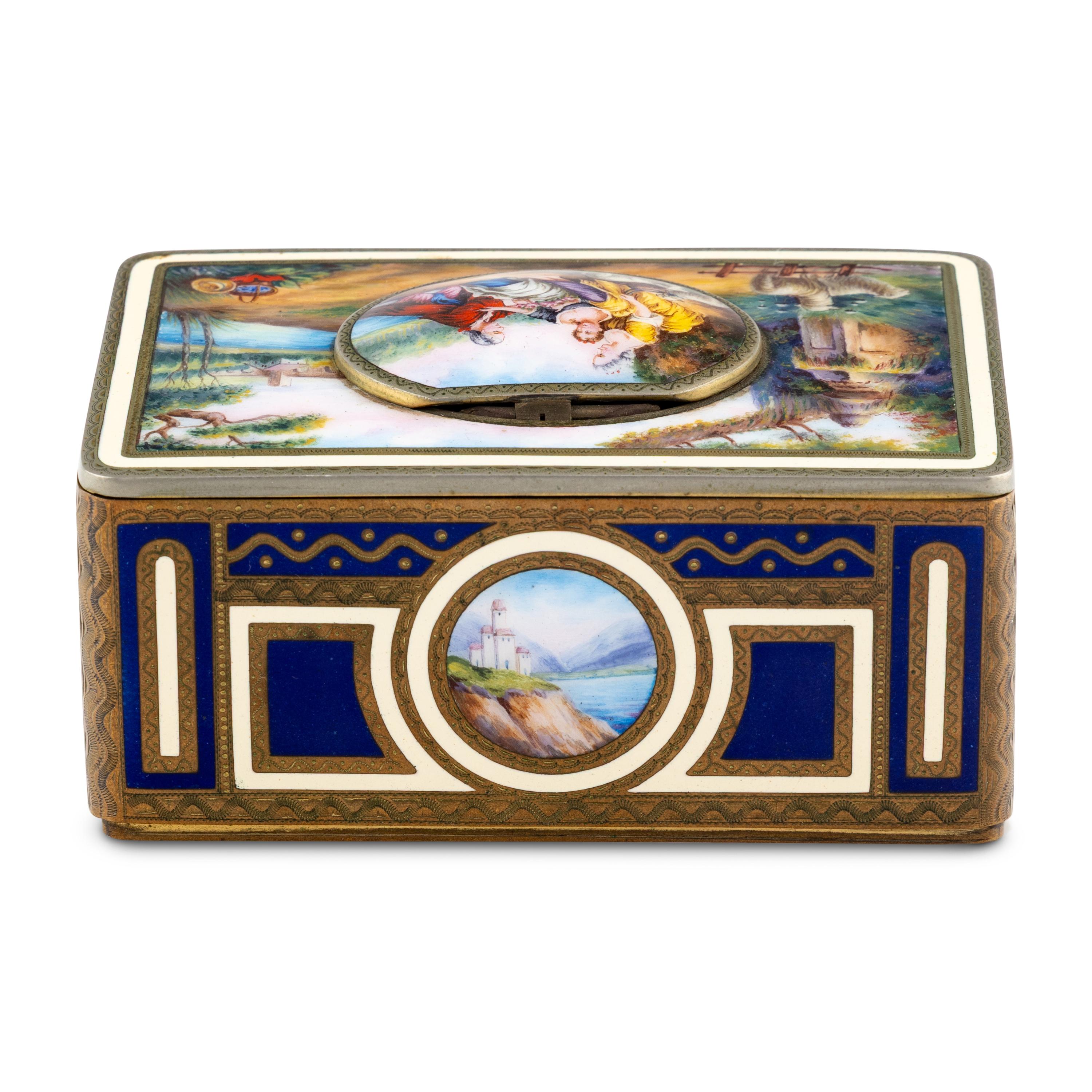 A German Enameled Singing Bird Automaton Box