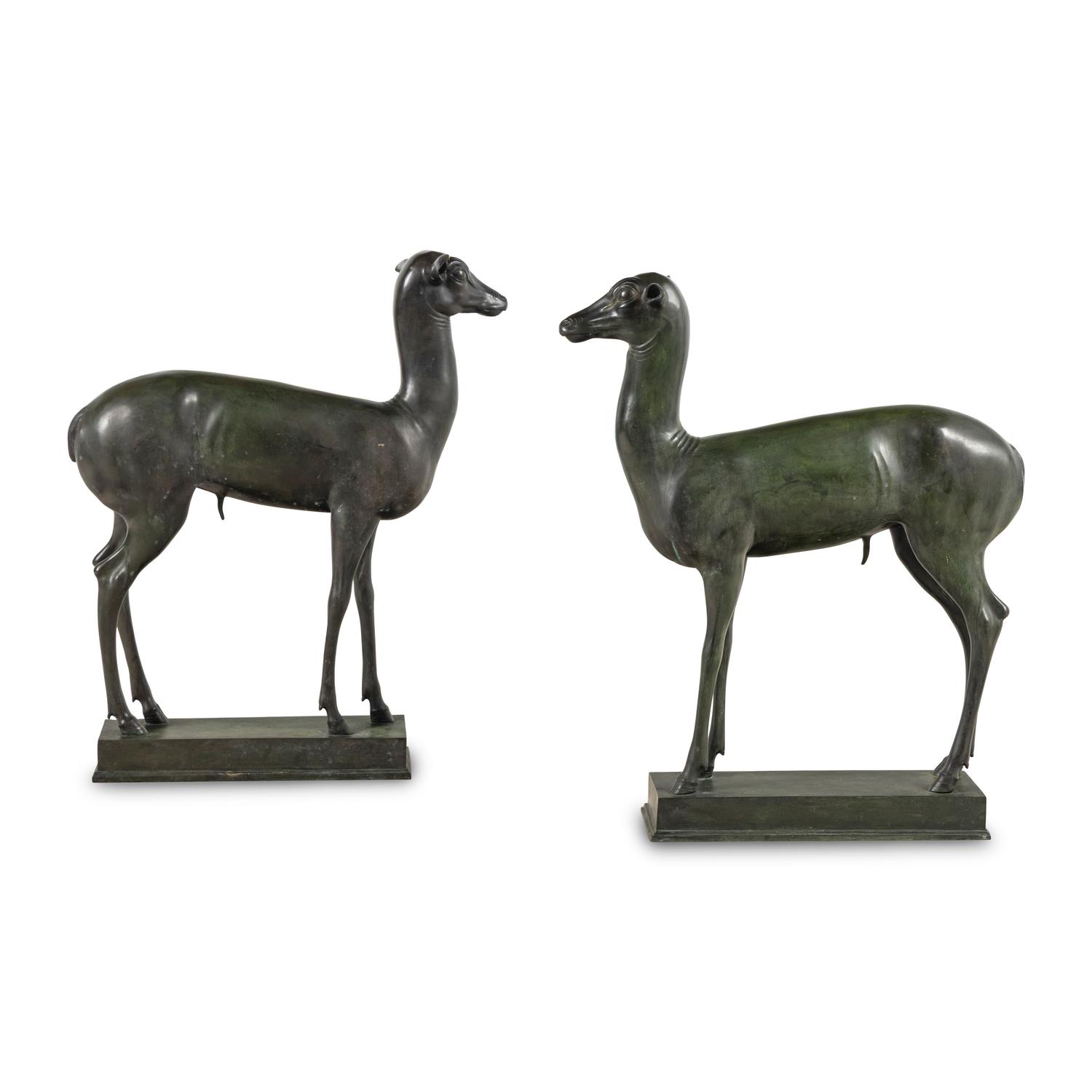 A Pair of Grand Tour Bronze Deer