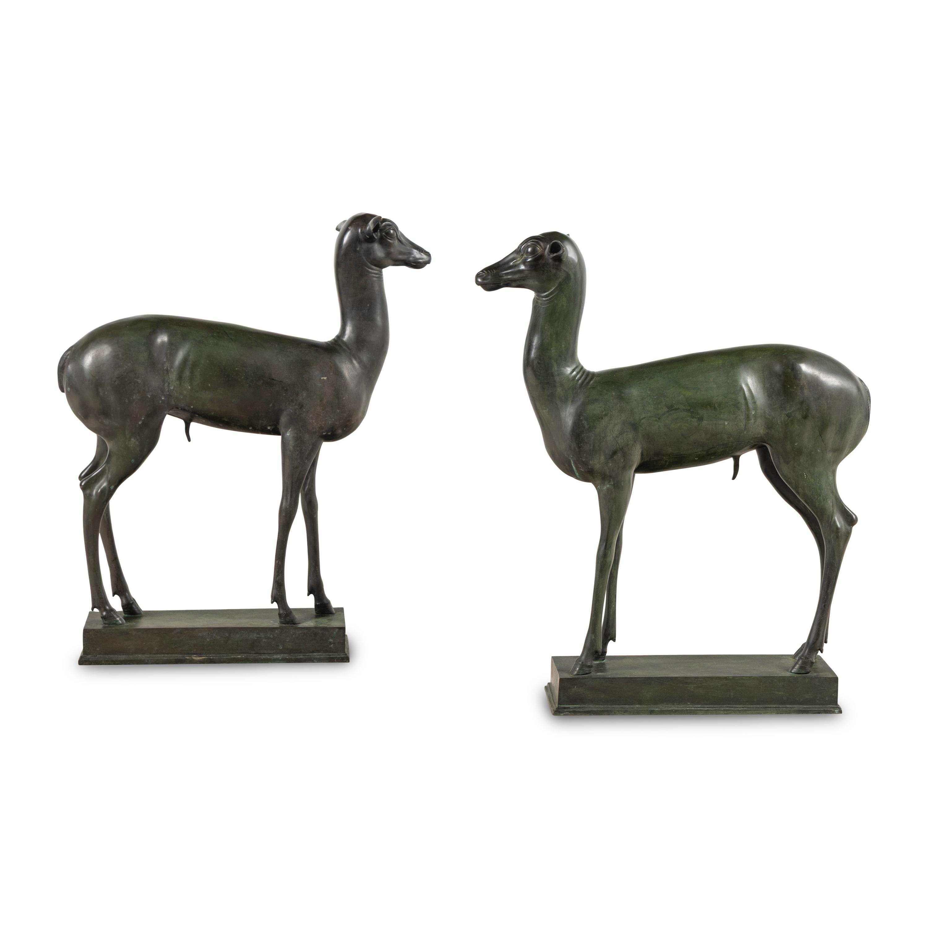 A Pair of Grand Tour Bronze Deer
