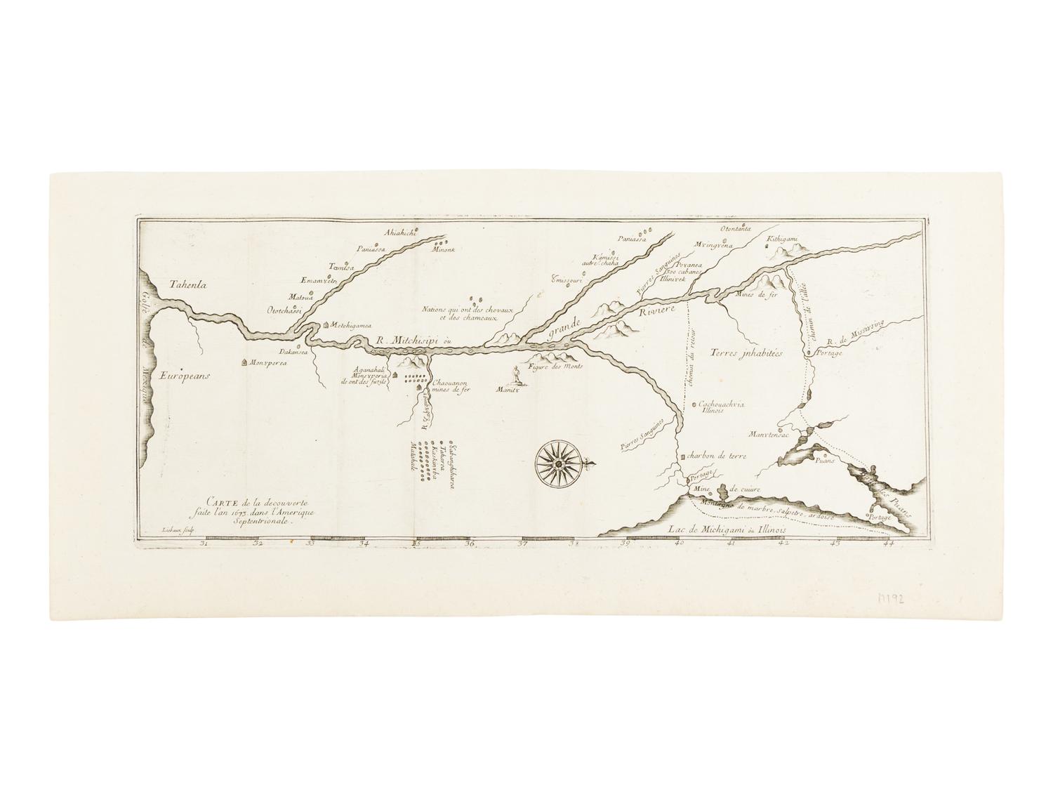 [MAP]. THEVENOT, Melchisedec (1620-1692). Carte de la decouverte faite l'an dans l'Amerique Septentrionale . Paris, 1681.