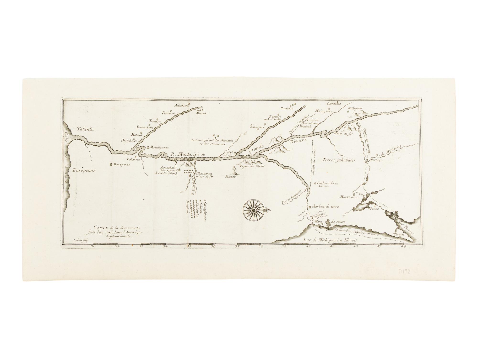 [MAP]. THEVENOT, Melchisedec (1620-1692). Carte de la decouverte faite l'an dans l'Amerique Septentrionale . Paris, 1681.