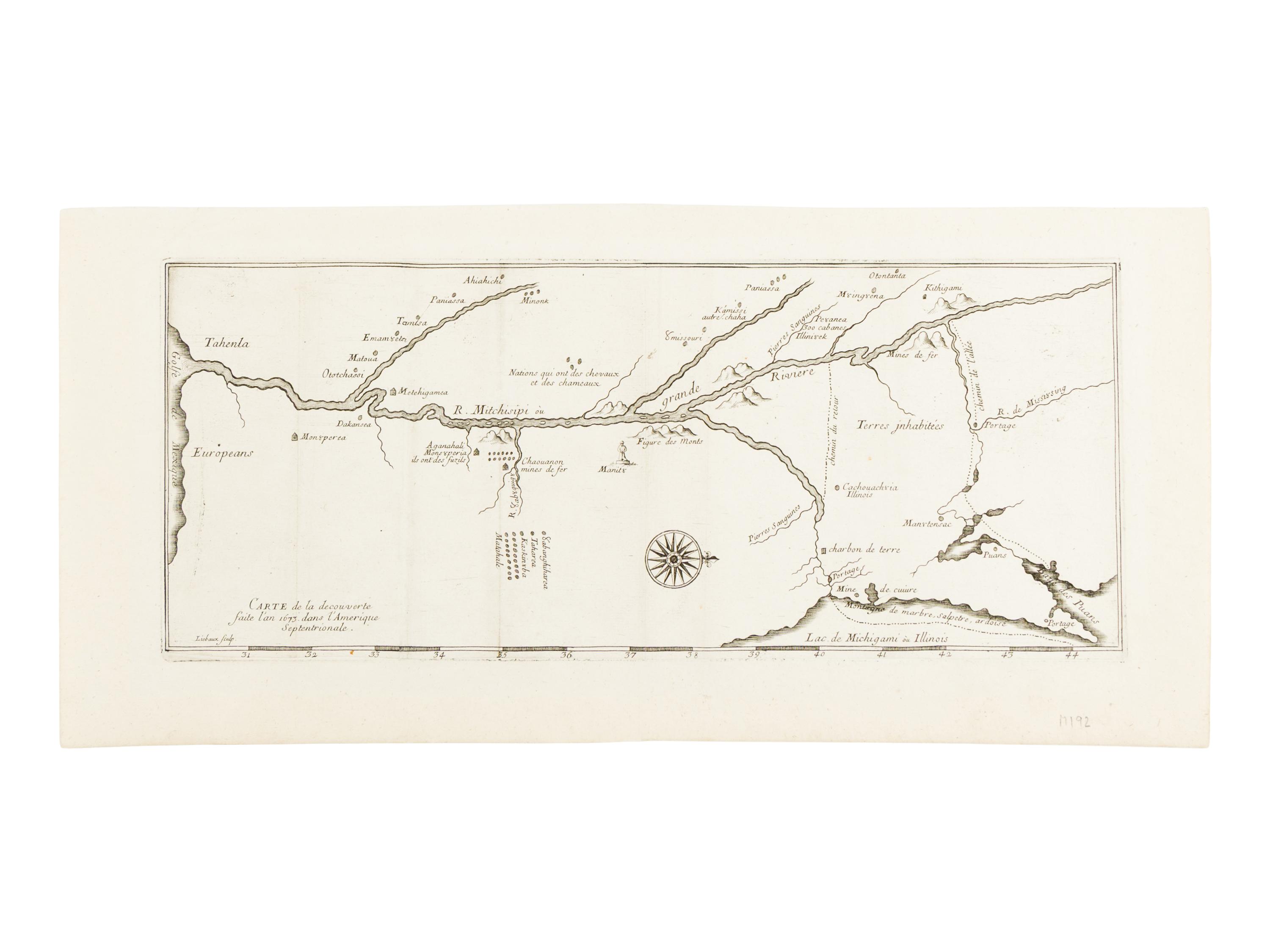 [MAP]. THEVENOT, Melchisedec (1620-1692). Carte de la decouverte faite l'an dans l'Amerique Septentrionale . Paris, 1681.