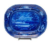 A Staffordshire Blue 'Lake George' Transfer Printed Platter