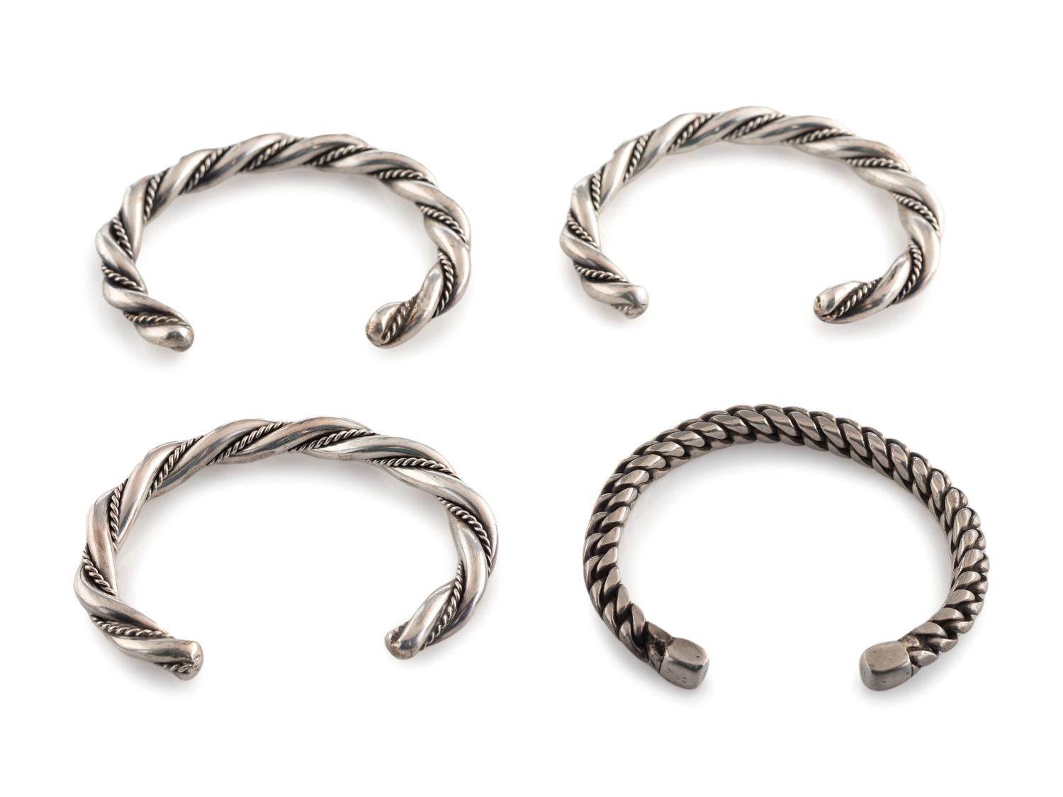 Southwestern-style Silver Twisted Wire Cuff Bracelets