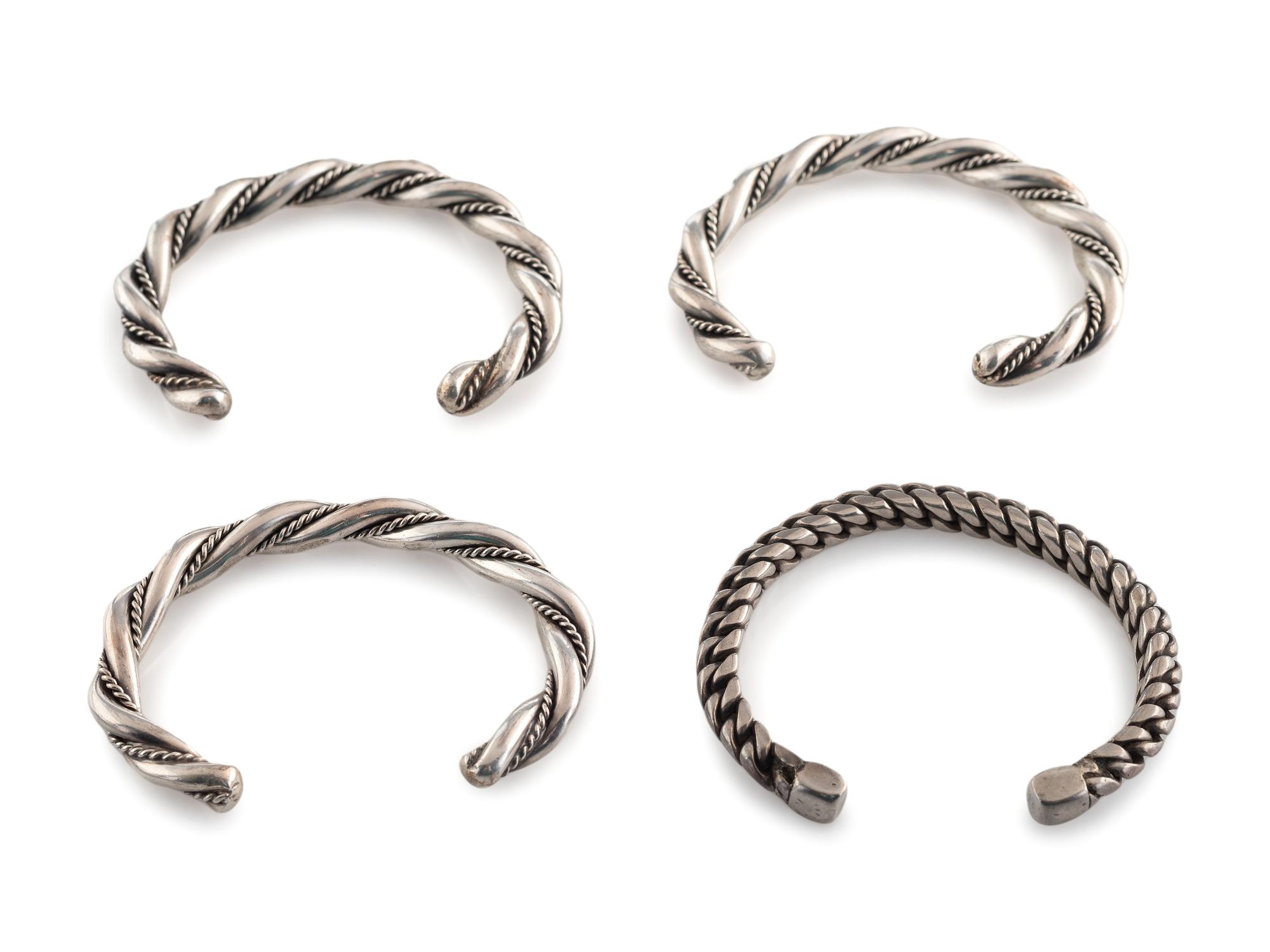 Southwestern-style Silver Twisted Wire Cuff Bracelets