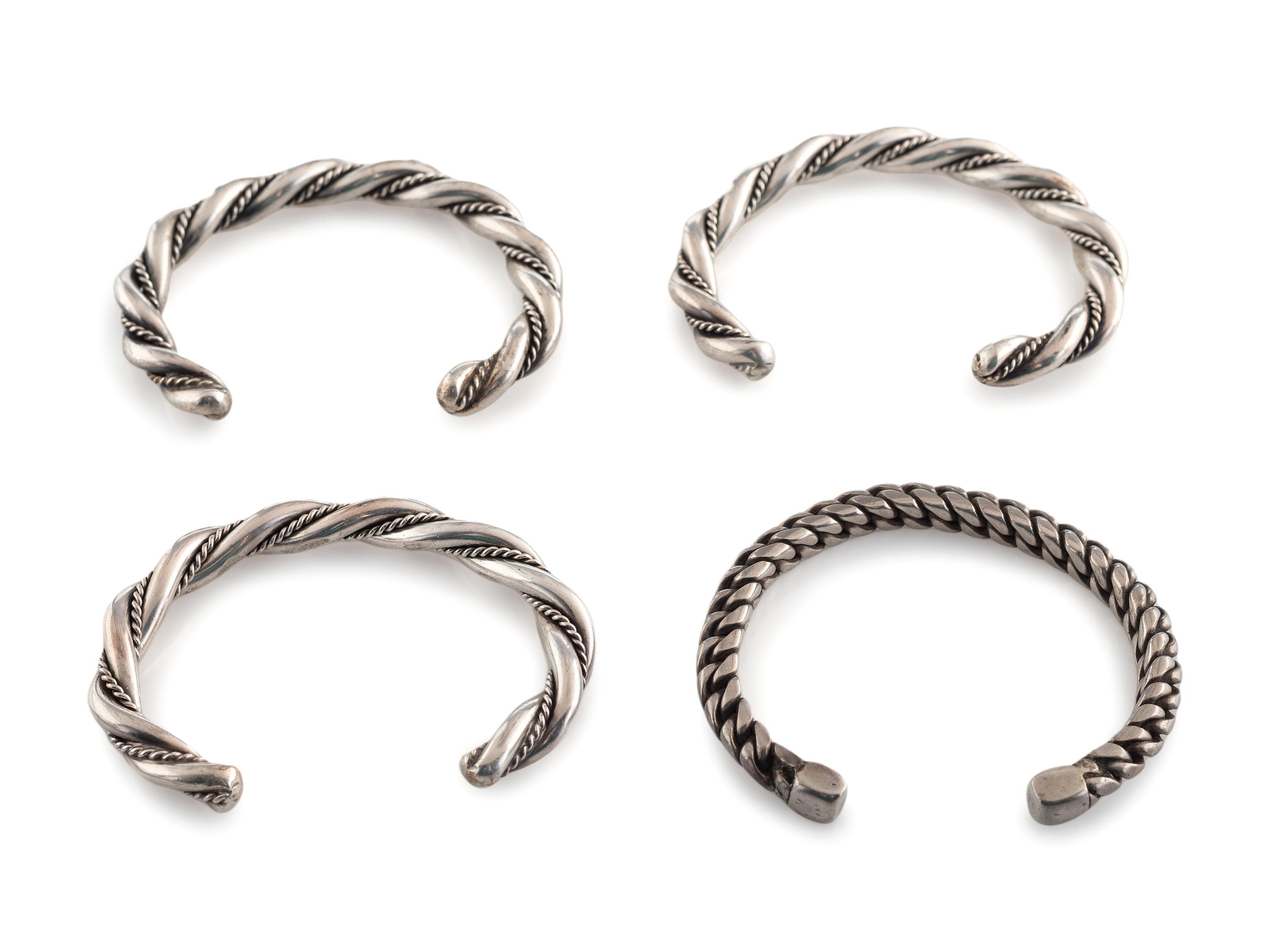 Southwestern-style Silver Twisted Wire Cuff Bracelets