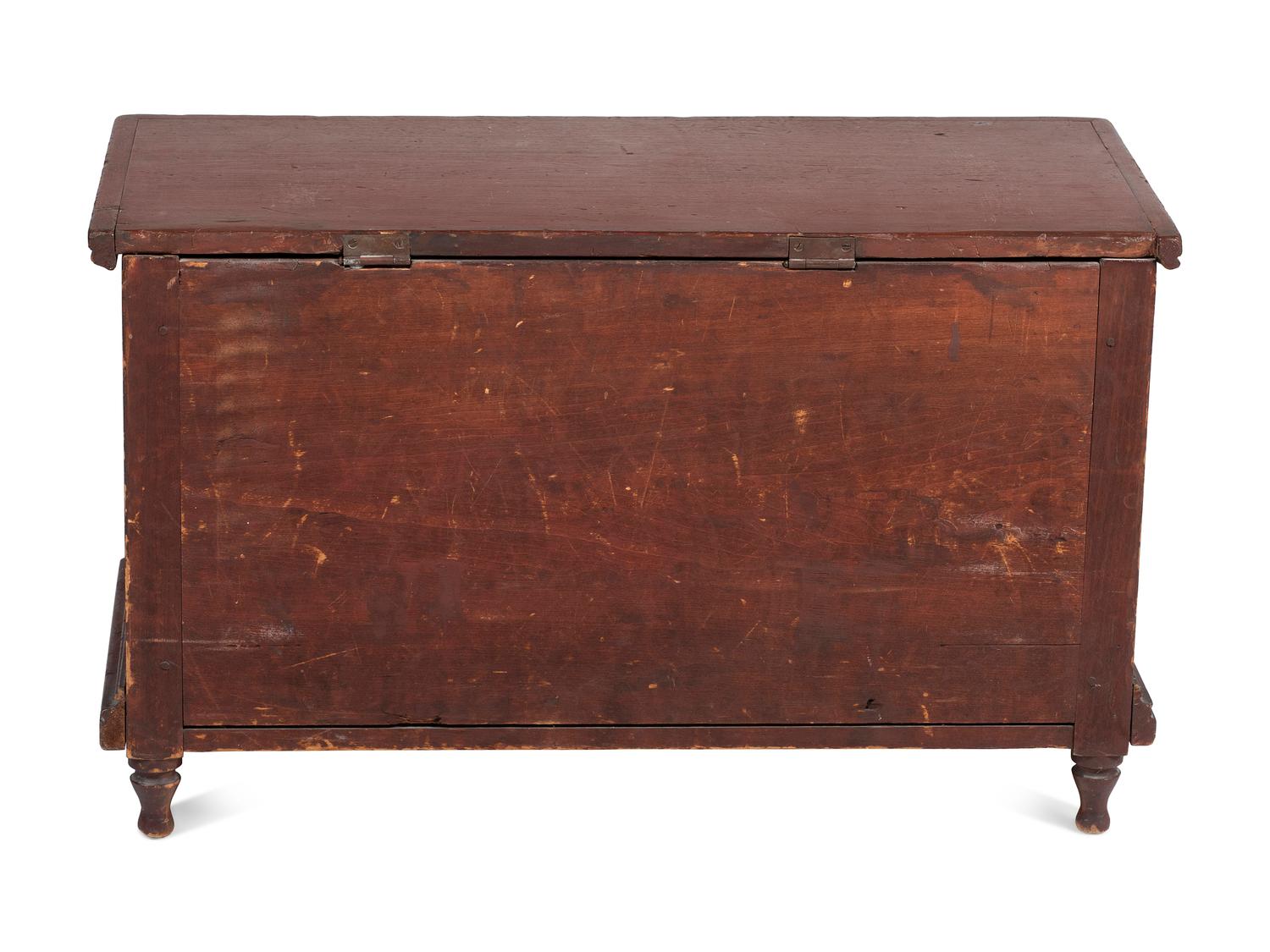 A Late Country Federal Red Painted Cherrywood Blanket Chest