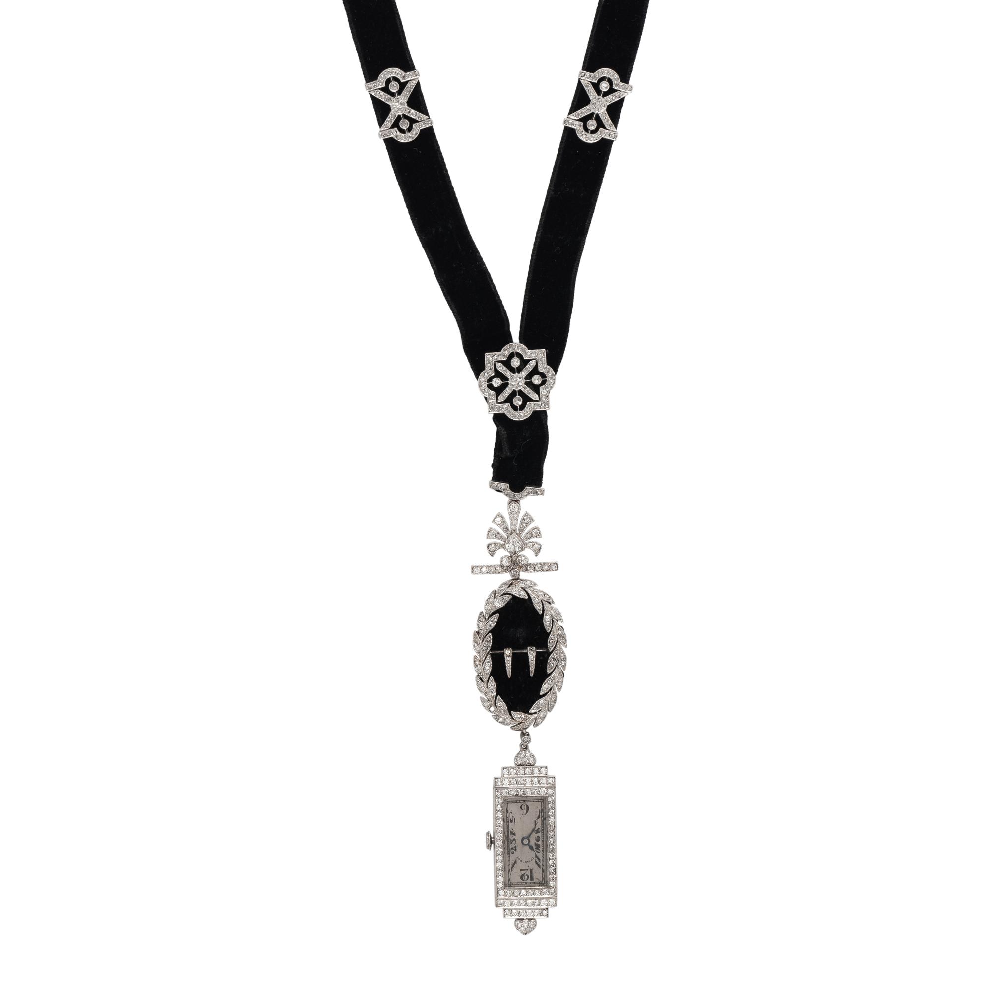PATEK PHILIPPE FOR TIFFANY & CO., EDWARDIAN, DIAMOND WATCH NECKLACE