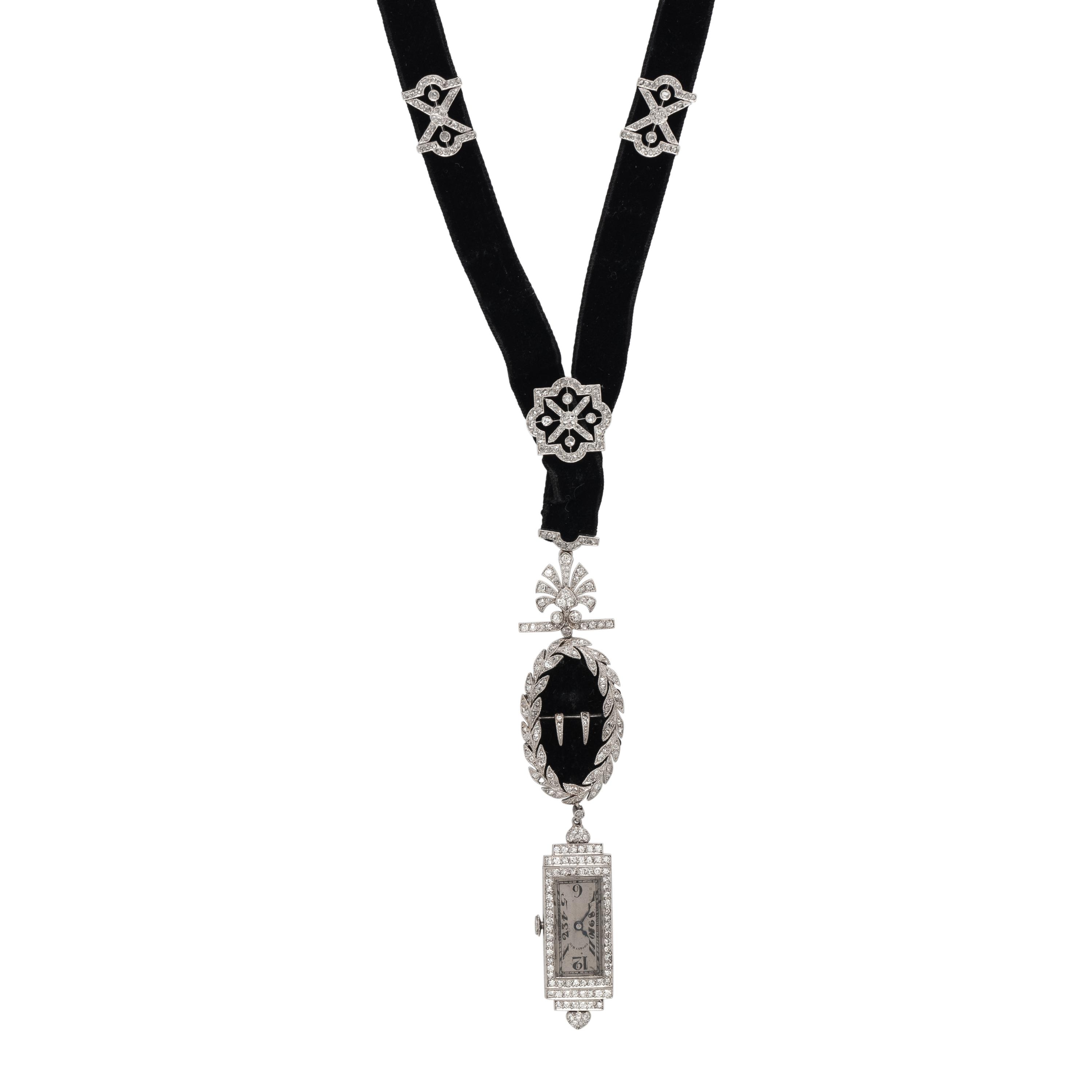 PATEK PHILIPPE FOR TIFFANY & CO., EDWARDIAN, DIAMOND WATCH NECKLACE