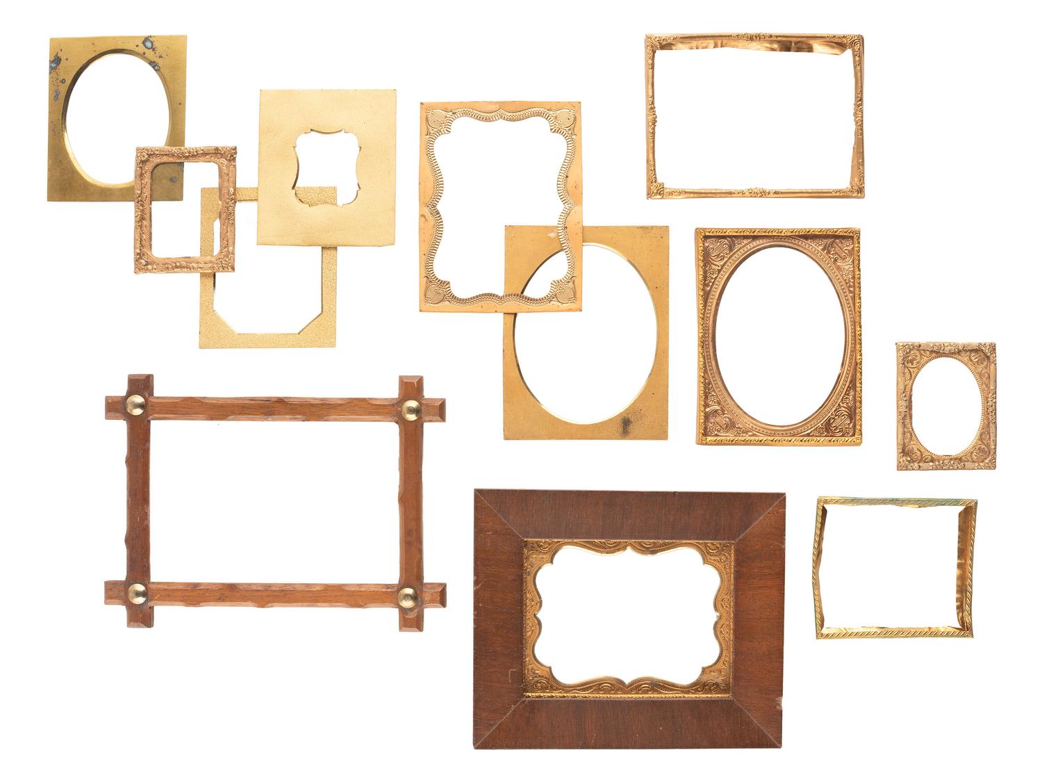 [EARLY PHOTOGRAPHY]. A group of albums, Union cases, wall frames, and other photograph housings.