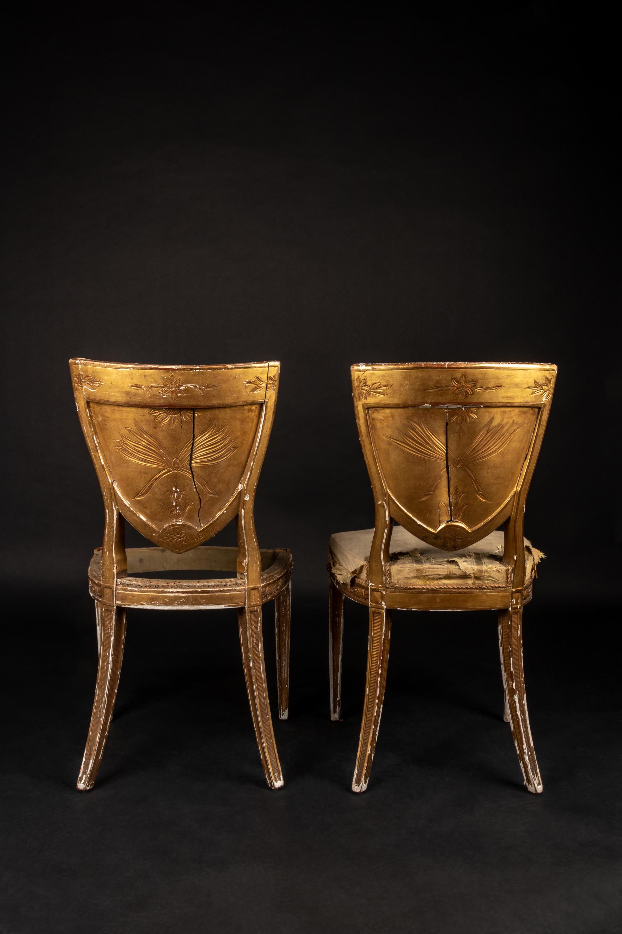 A Pair of Italian Giltwood Side Chairs from the Potter and Bertha Honoré Palmer Mansion, Chicago