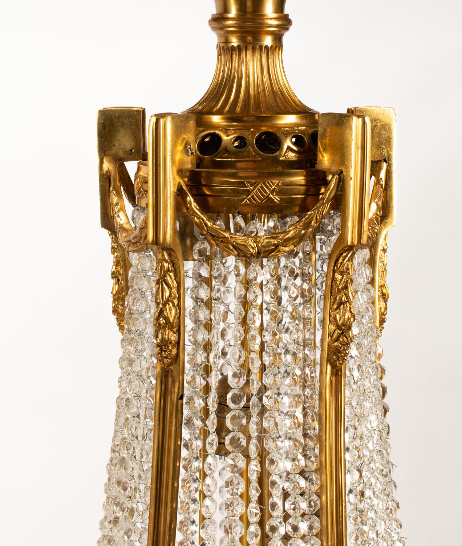 A Pair of French Neoclassical Style Gilt Bronze Chandeliers