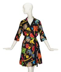 VERSACE, PRINTED SILK WRAP DRESS