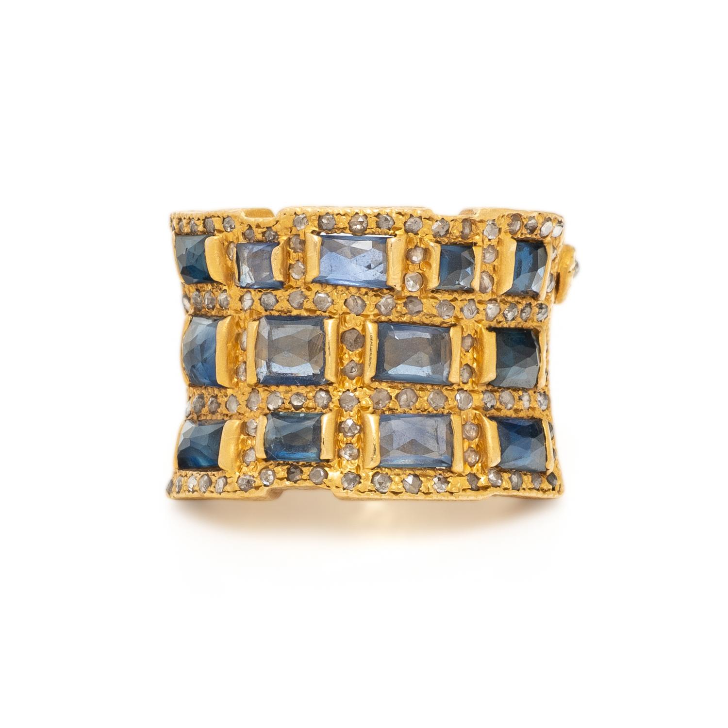 COOMI, SAPPHIRE, DIAMOND, AND HIGH-KARAT GOLD RING
