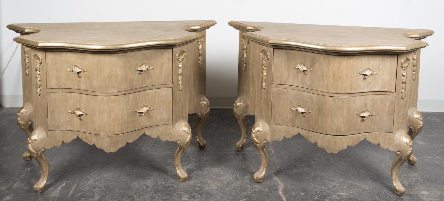 A Pair of Painted Commodes Height 33 1/2 x width 52 x depth 25 inches. — DENNIS & LEEN