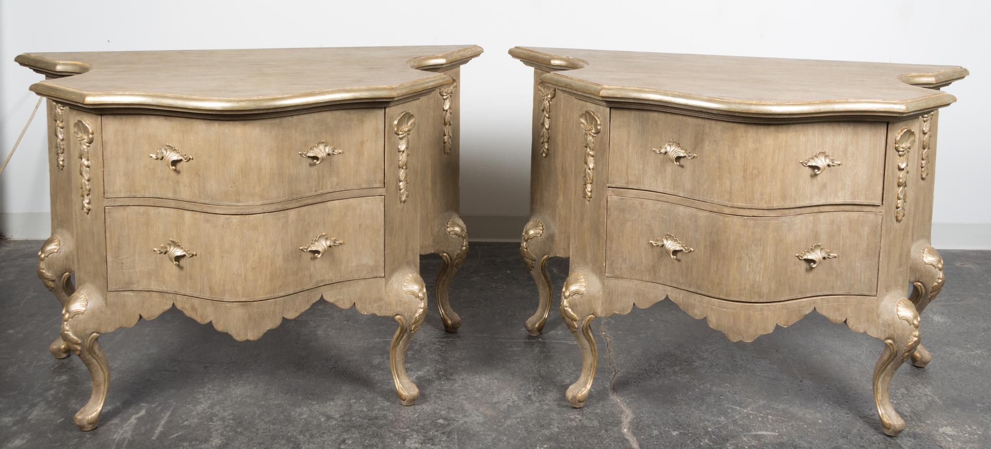 A Pair of Painted Commodes Height 33 1/2 x width 52 x depth 25 inches. — DENNIS & LEEN
