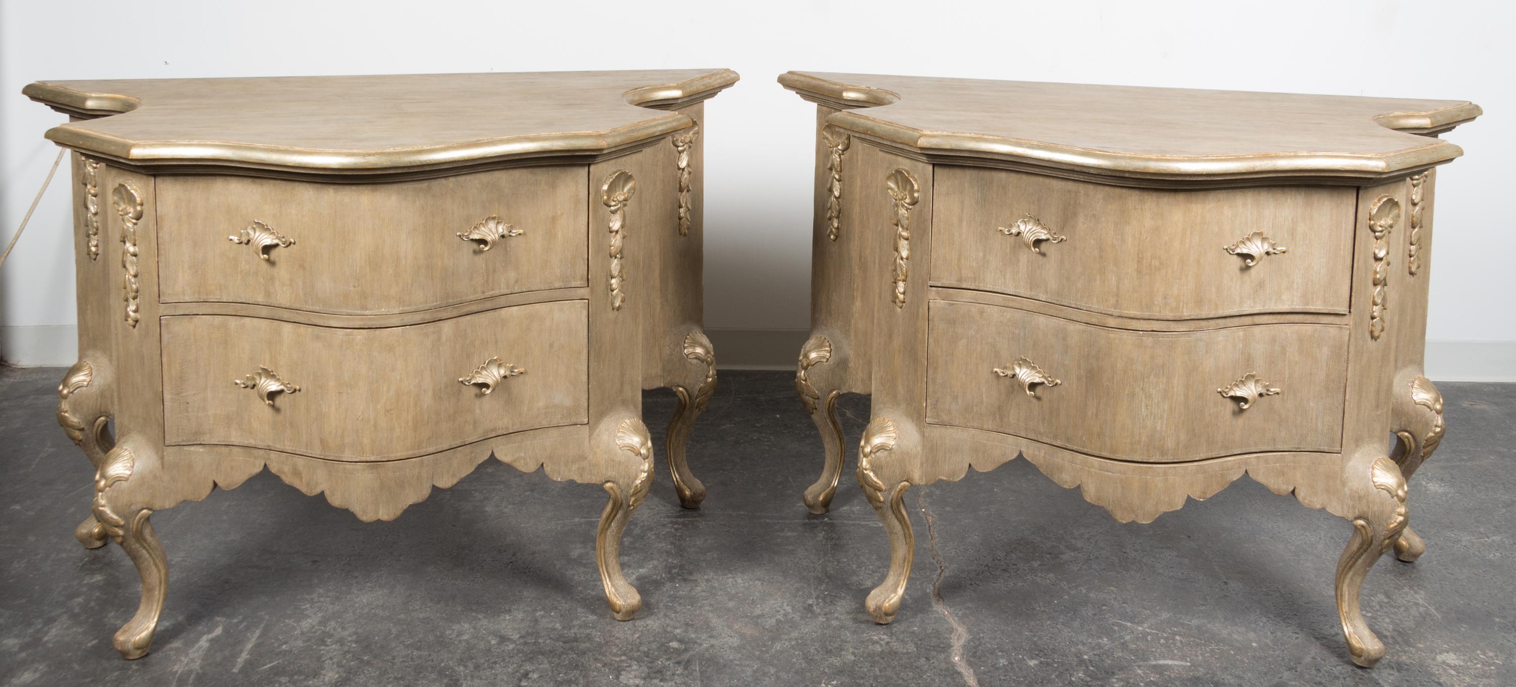 A Pair of Painted Commodes Height 33 1/2 x width 52 x depth 25 inches. — DENNIS & LEEN