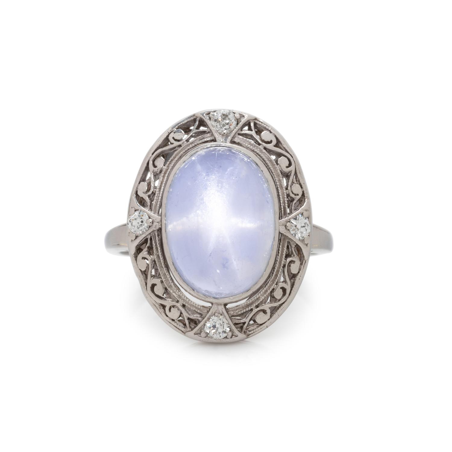 STAR SAPPHIRE AND DIAMOND RING