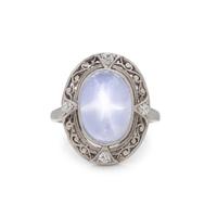 STAR SAPPHIRE AND DIAMOND RING