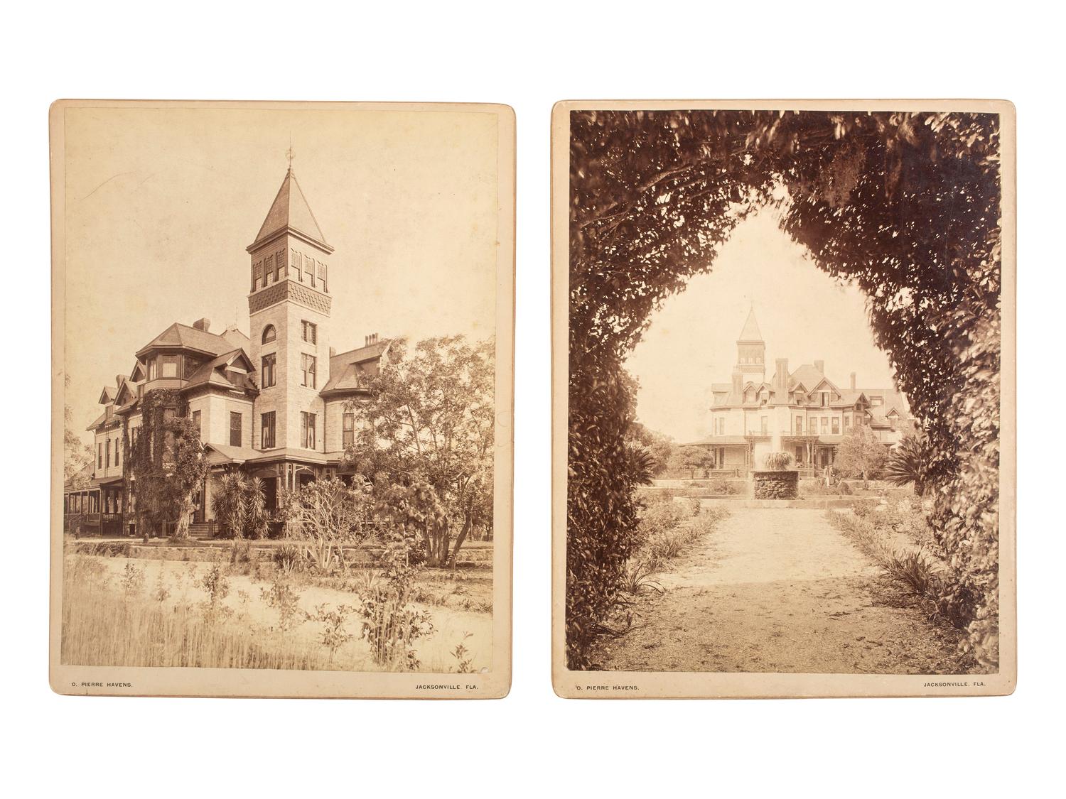 Thomas Carnegie [CARNEGIE, Thomas (1843-1886)]. HAVENS, O. Pierre (1838-1912), photographer. A group of 6 photographs of "Dungeness," Thomas Carnegie's Cumberland Island, Georgia, estate, including views of the grounds, family, and friends. ca 1880s.