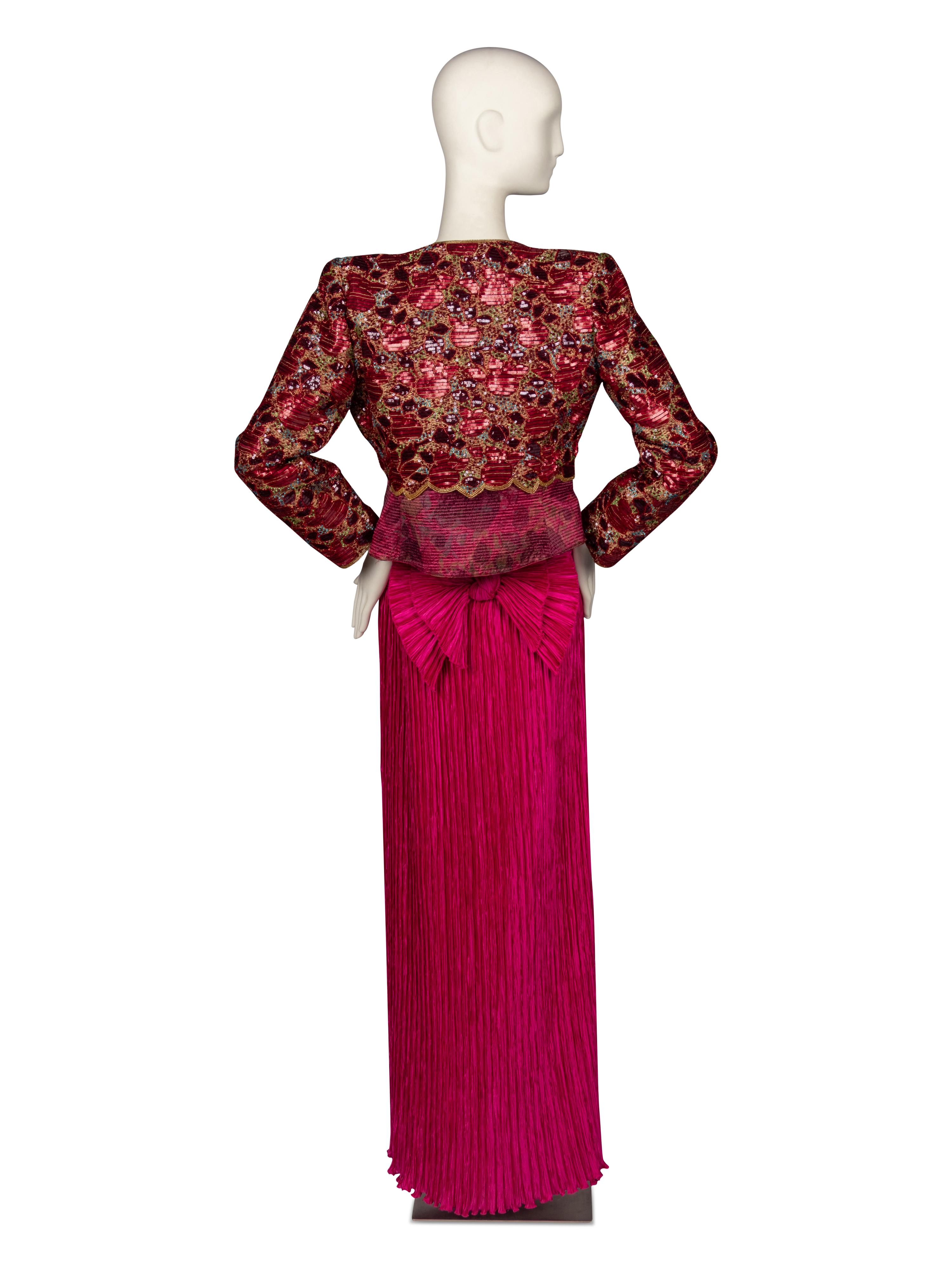 Mary McFadden Pink Gown and Embellished Evening Jacket