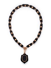 BLACK LINK, ROSE GOLD AND ONYX PENDANT/NECKLACE