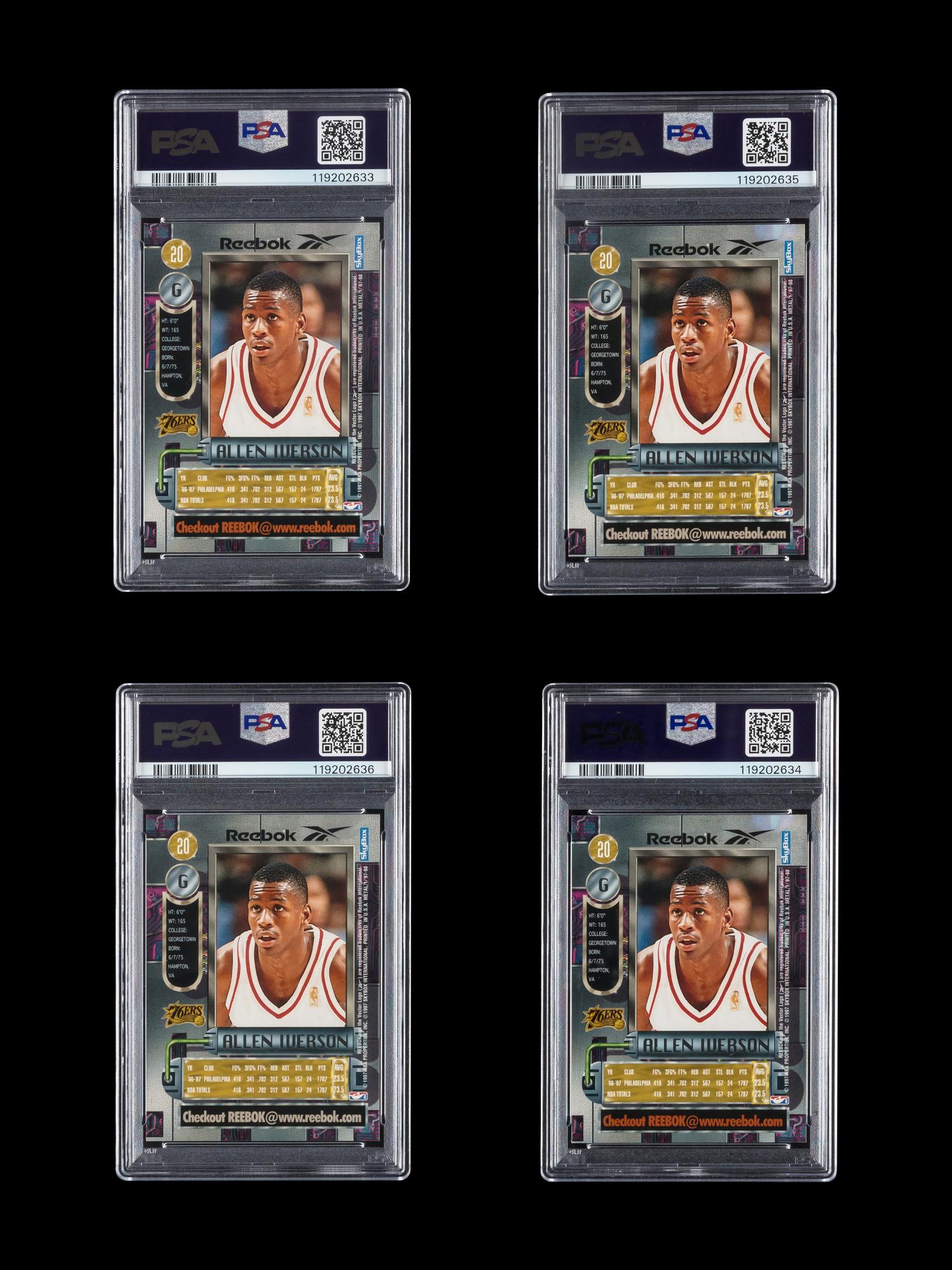 A Collection of PSA Graded 1997 Metal Universe Allen Iverson Reebok Basketball Cards No. 20
