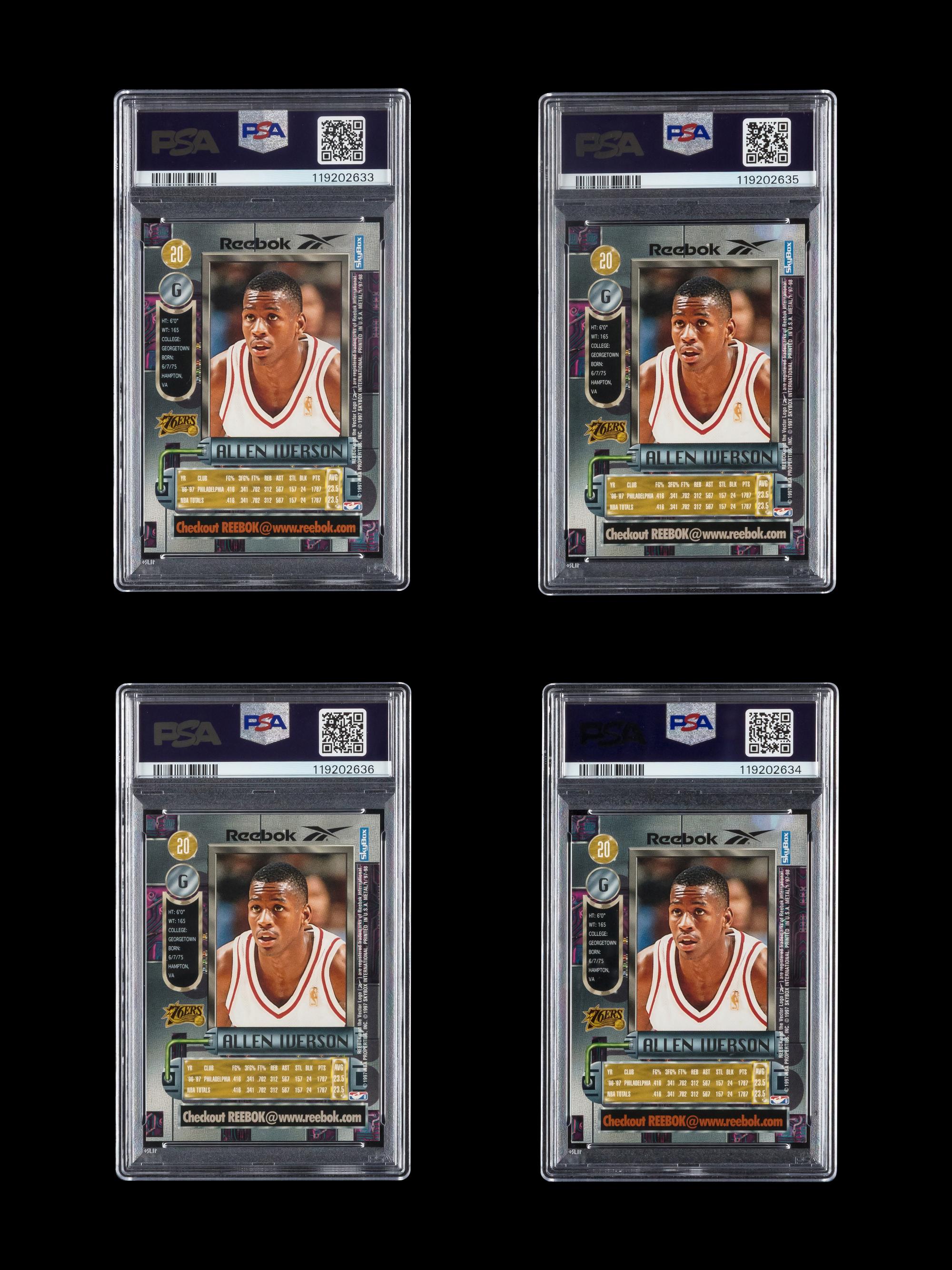 A Collection of PSA Graded 1997 Metal Universe Allen Iverson Reebok Basketball Cards No. 20