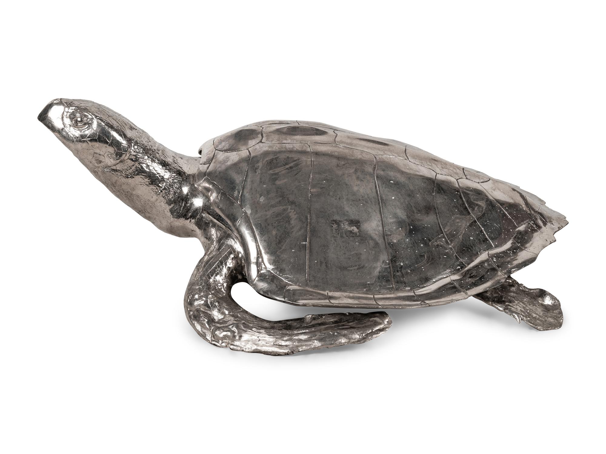 A Large Silvered Model of a Sea Turtle