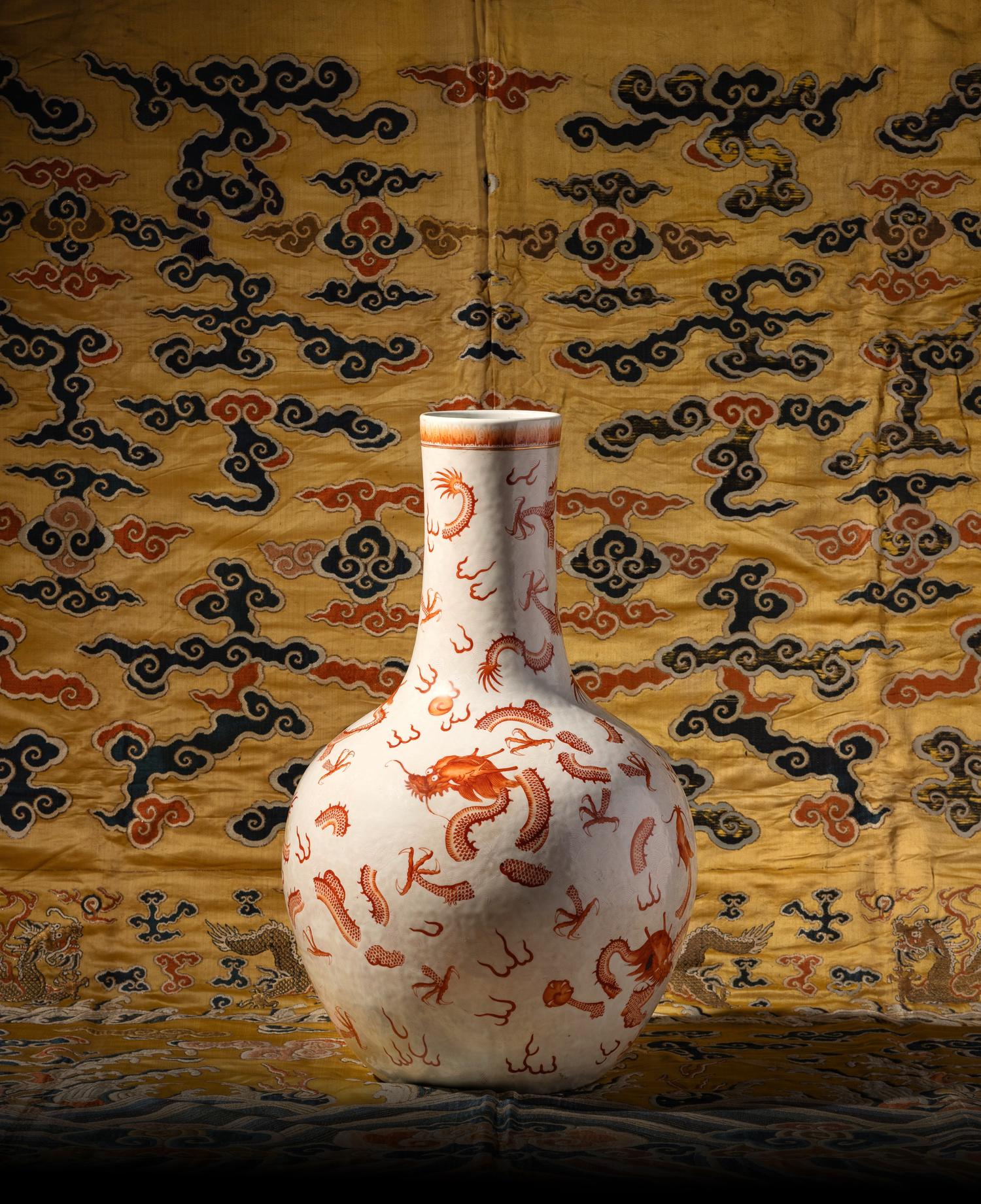 A Chinese Iron-Red and Incised 'Dragon' Vase, Tianqiuping