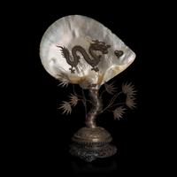 A Chinese Silver and Mother of Pearl Ornament, 19th/First Quarter 20th Century — 晚清/民國 貝母鑲銀硯屏
