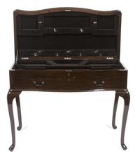 A Queen Anne Style Lacquered Flatware Chest Height 33 x width 32 x depth 20 1/2 inches. — 19TH/20TH CENTURY
