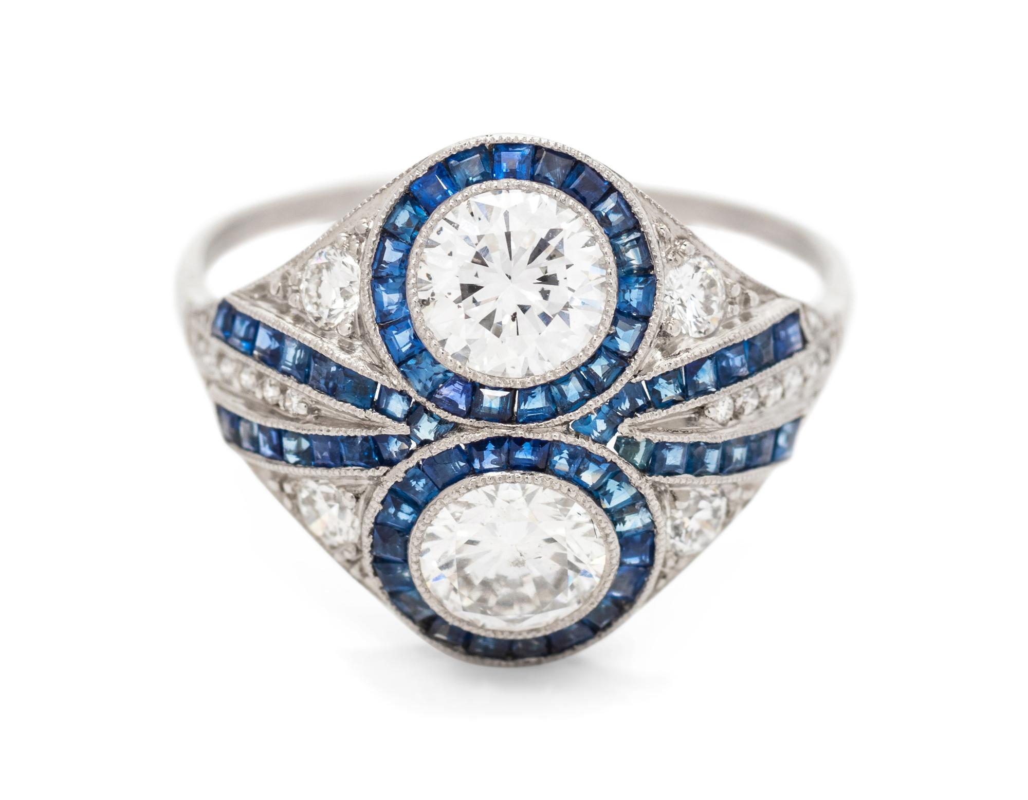 A Platinum, Diamond and Sapphire Ring,