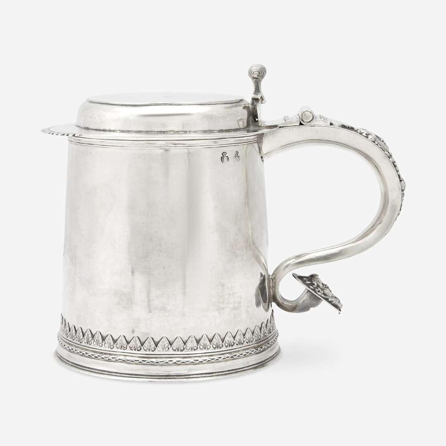 A silver covered tankard Peter Van Dyck (1684-1750), New York, NY, circa 1720