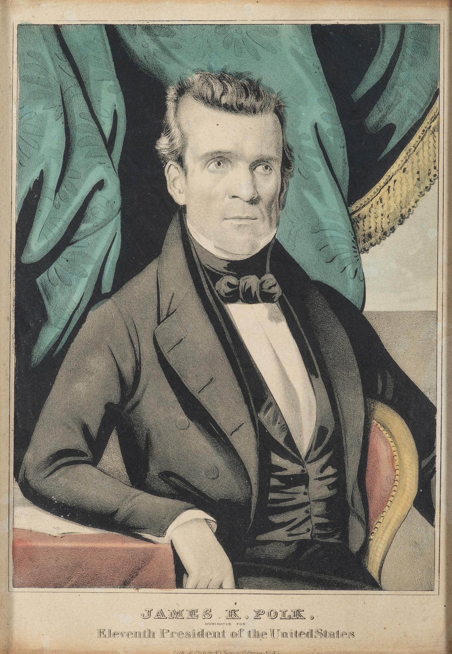 [POLITICS]. A group of 3 lithographs, incl. portraits of Andrew JACKSON, James K. POLK, and Abraham LINCOLN.