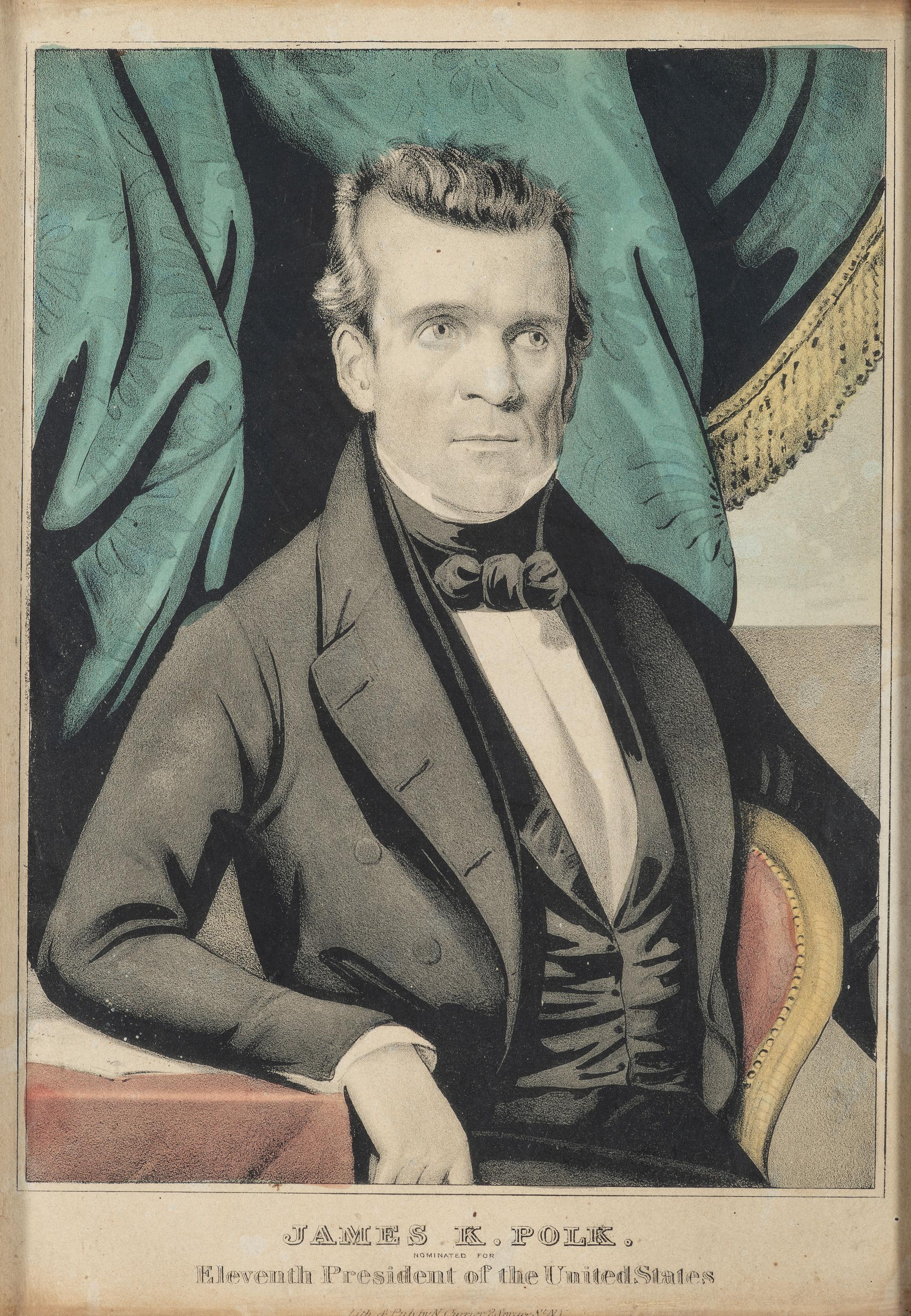 [POLITICS]. A group of 3 lithographs, incl. portraits of Andrew JACKSON, James K. POLK, and Abraham LINCOLN.