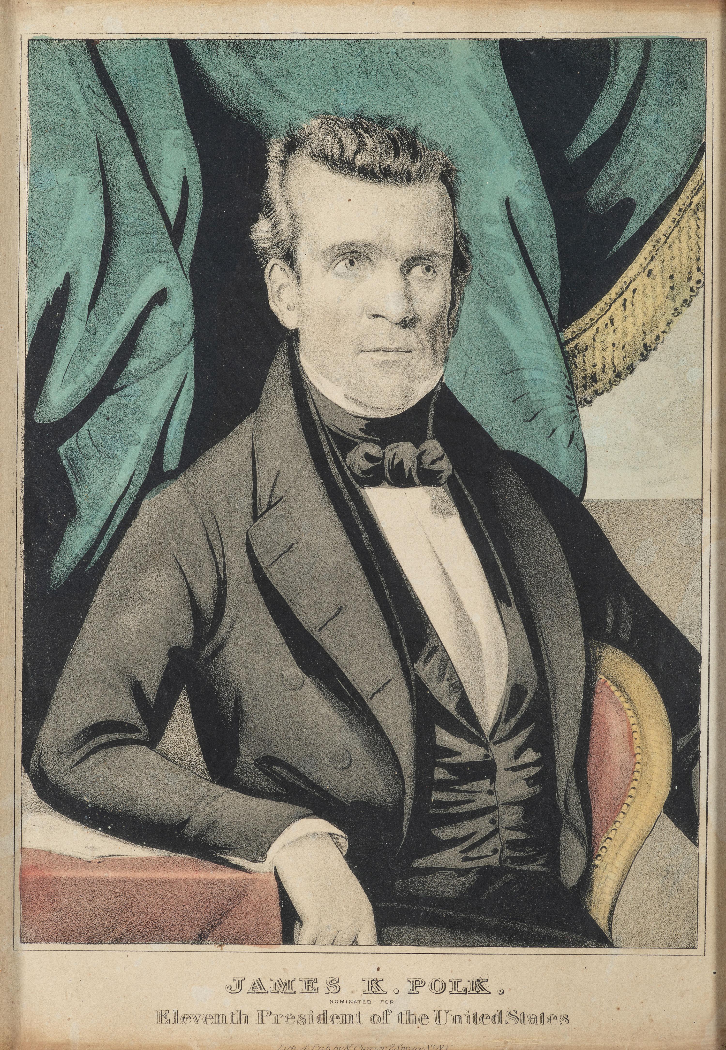 [POLITICS]. A group of 3 lithographs, incl. portraits of Andrew JACKSON, James K. POLK, and Abraham LINCOLN.