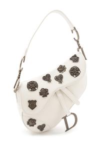 A Christian Dior White Calfskin Saddle Handbag, 10" x 8" x 2.5".