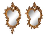 A Pair of Italian Rococo Style Giltwood Mirrors
