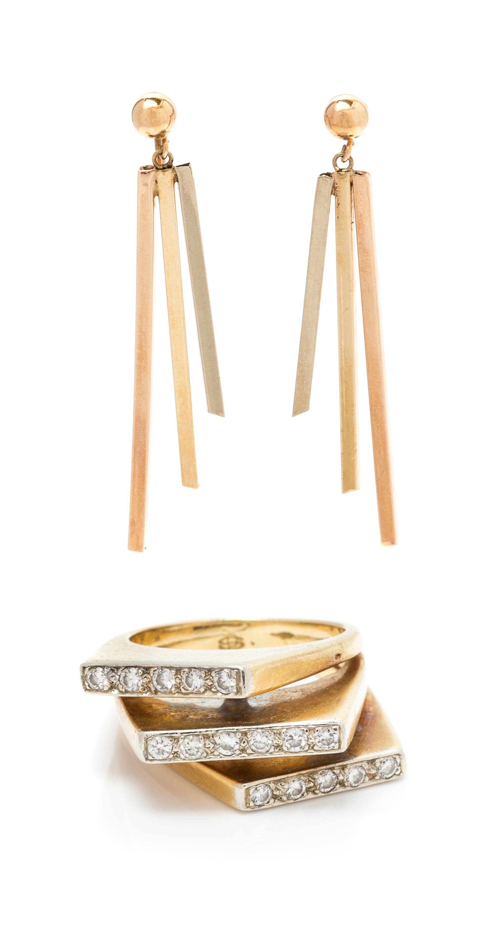 A Collection of Tricolor Gold Jewelry, 12.30 dwts.
