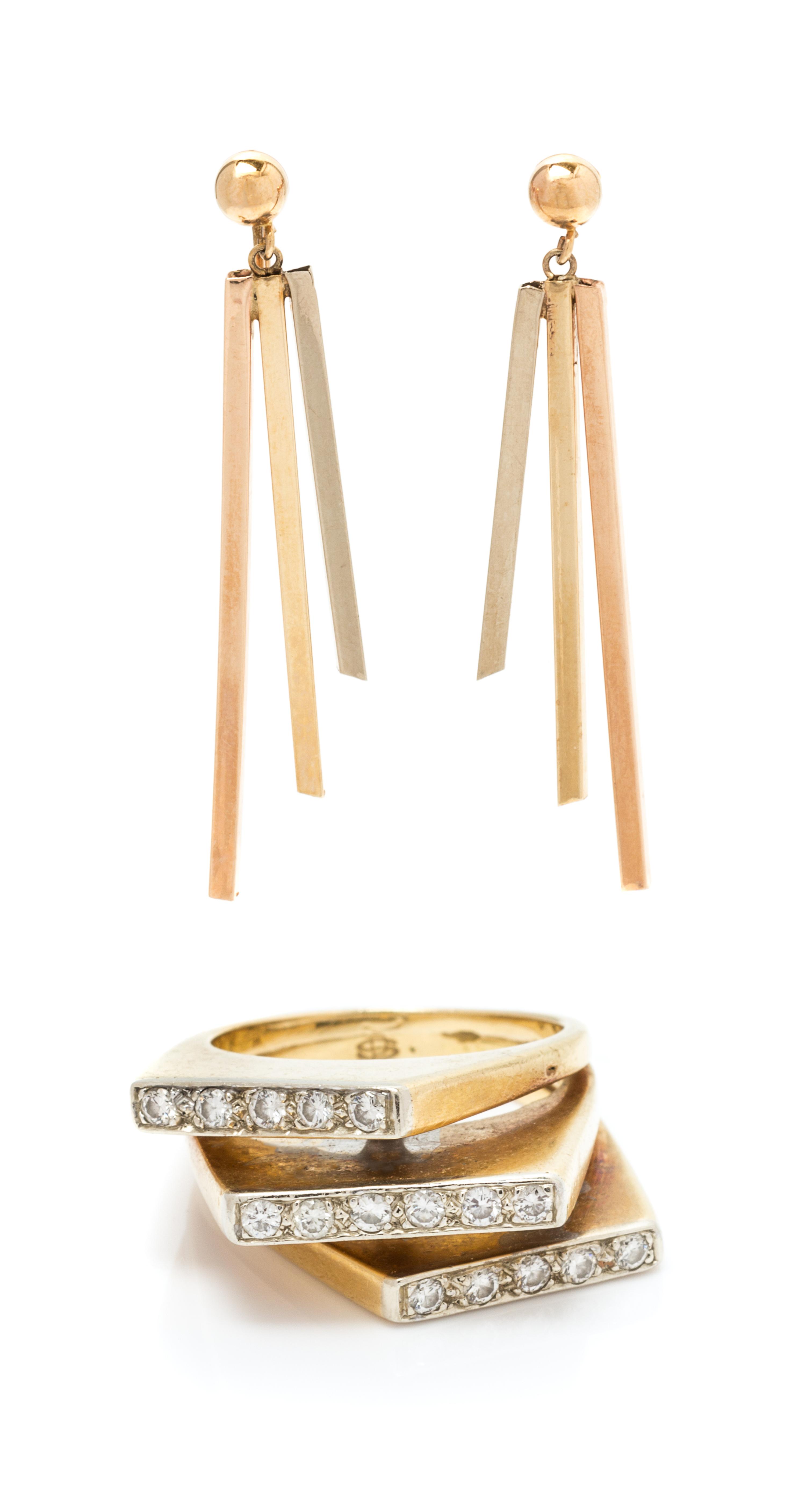 A Collection of Tricolor Gold Jewelry, 12.30 dwts.