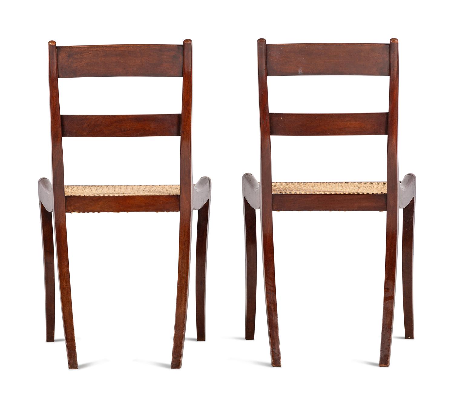 Six Regency Brass Inlaid Mahogany Side Chairs