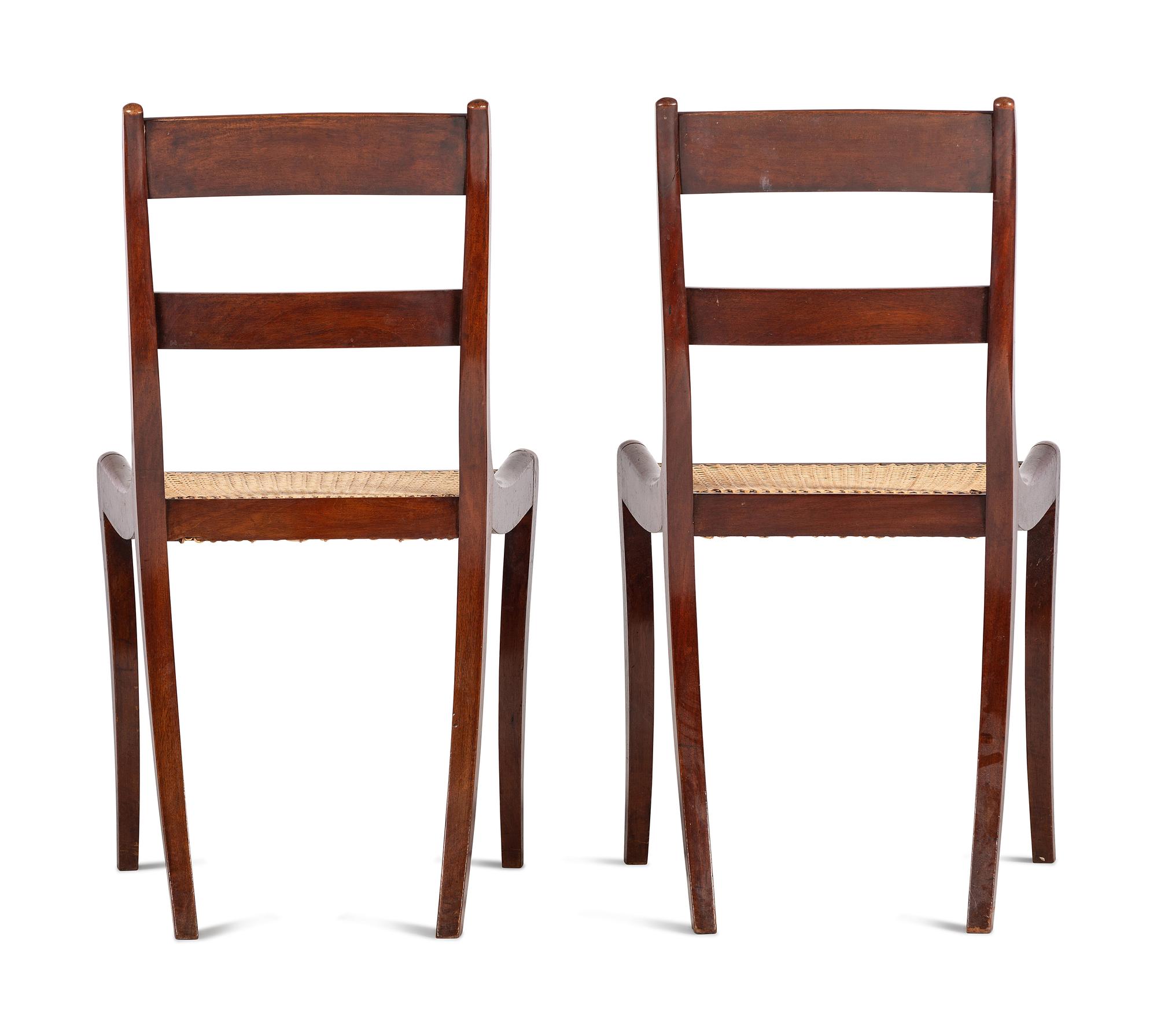 Six Regency Brass Inlaid Mahogany Side Chairs